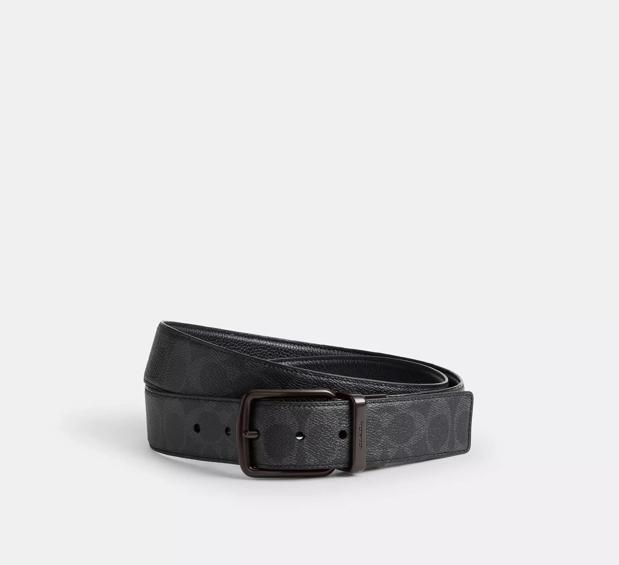 Coach Harness Buckle Cut-To-Size Reversible Belt, 38 Mm – Black Signature/Black - Mind Türkiye
