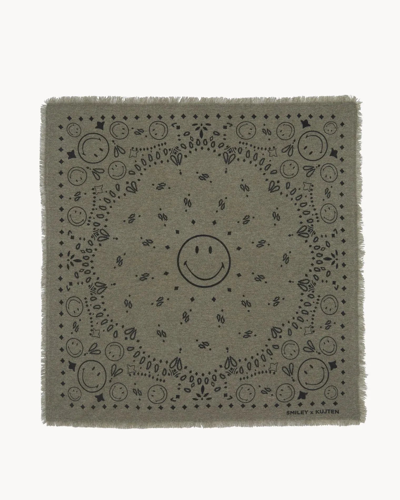 KUJTEN Large Bandana Hachiko Smiley Marl Khaki – Bandana - Mind Türkiye