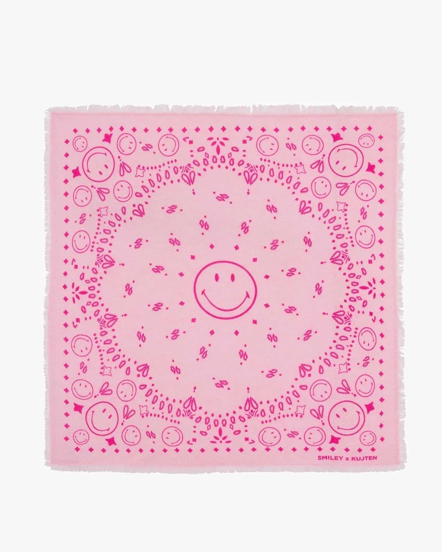 KUJTEN Large Bandana Hachiko Smiley Candy Pink – Bandana - Mind Türkiye
