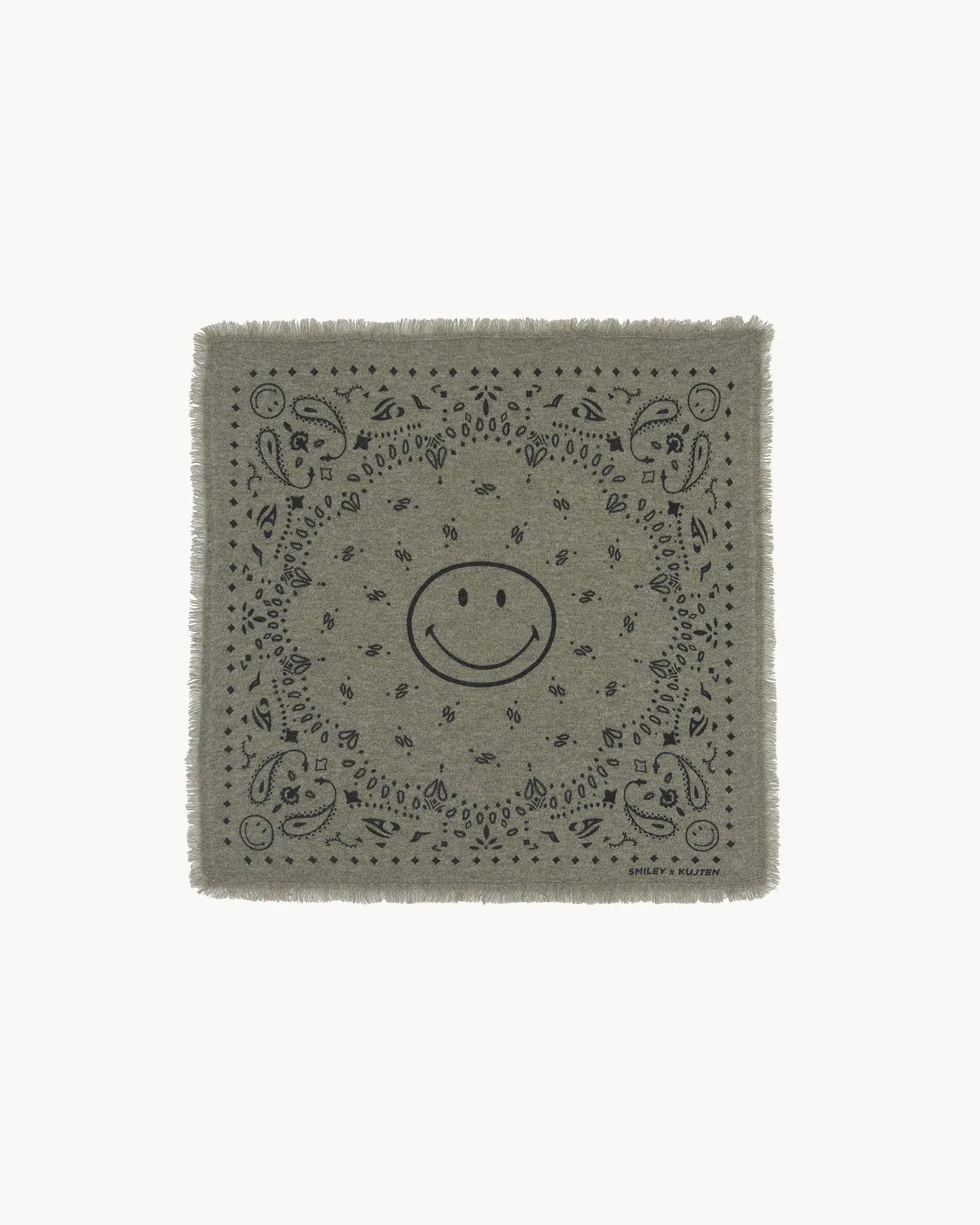 KUJTEN Small Bandana Hachi Smiley Marl Khaki – Bandana