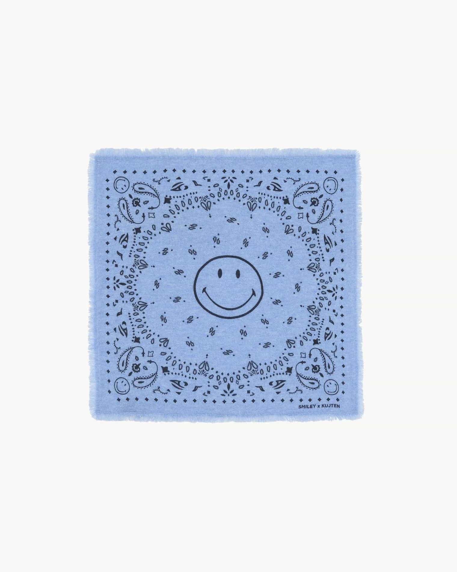 KUJTEN Small Bandana Hachi Smiley Blue Jeans – Bandana - Mind Türkiye