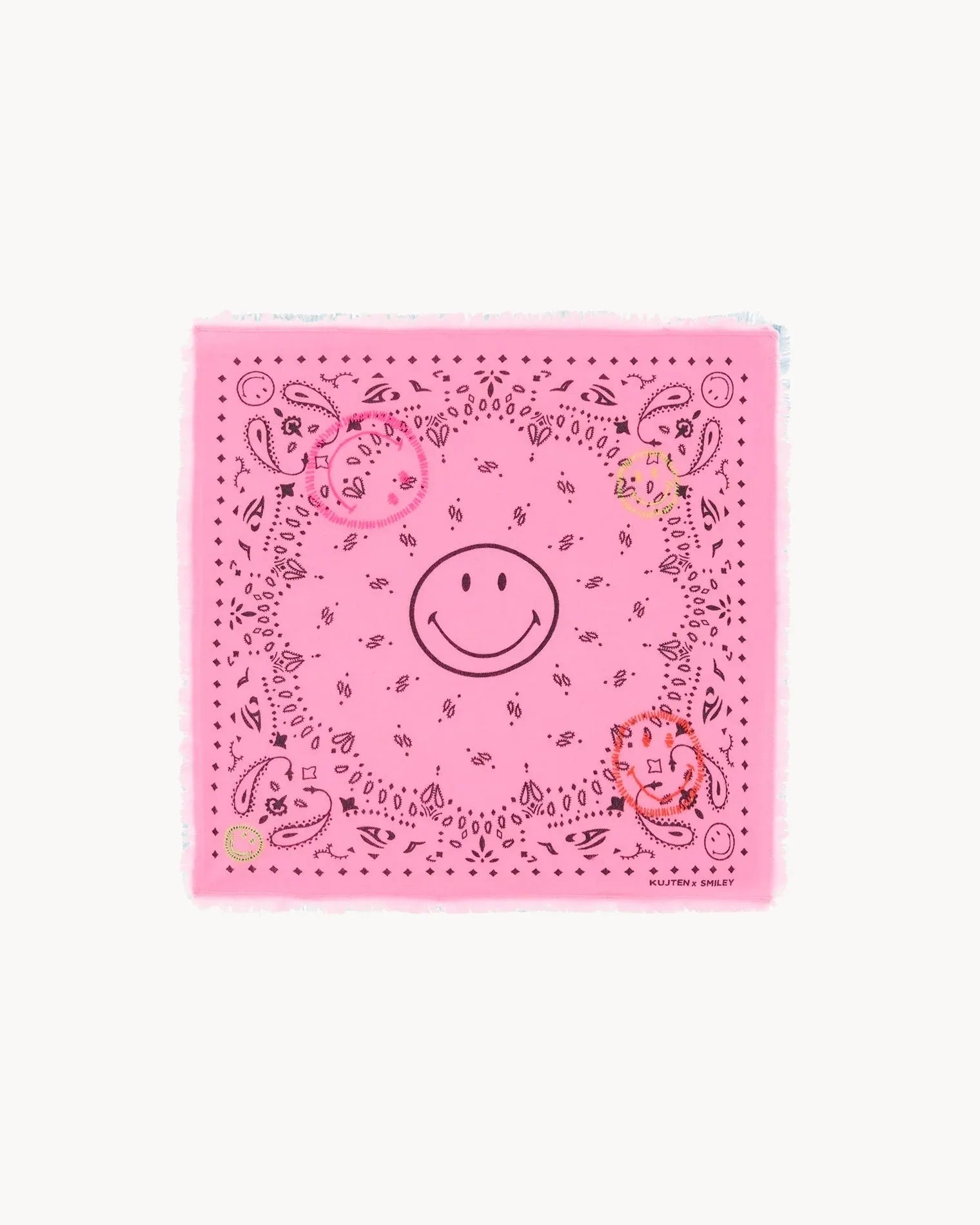 KUJTEN Bandana Hachi Smiley Brode Bubblegum Pink – Bandana