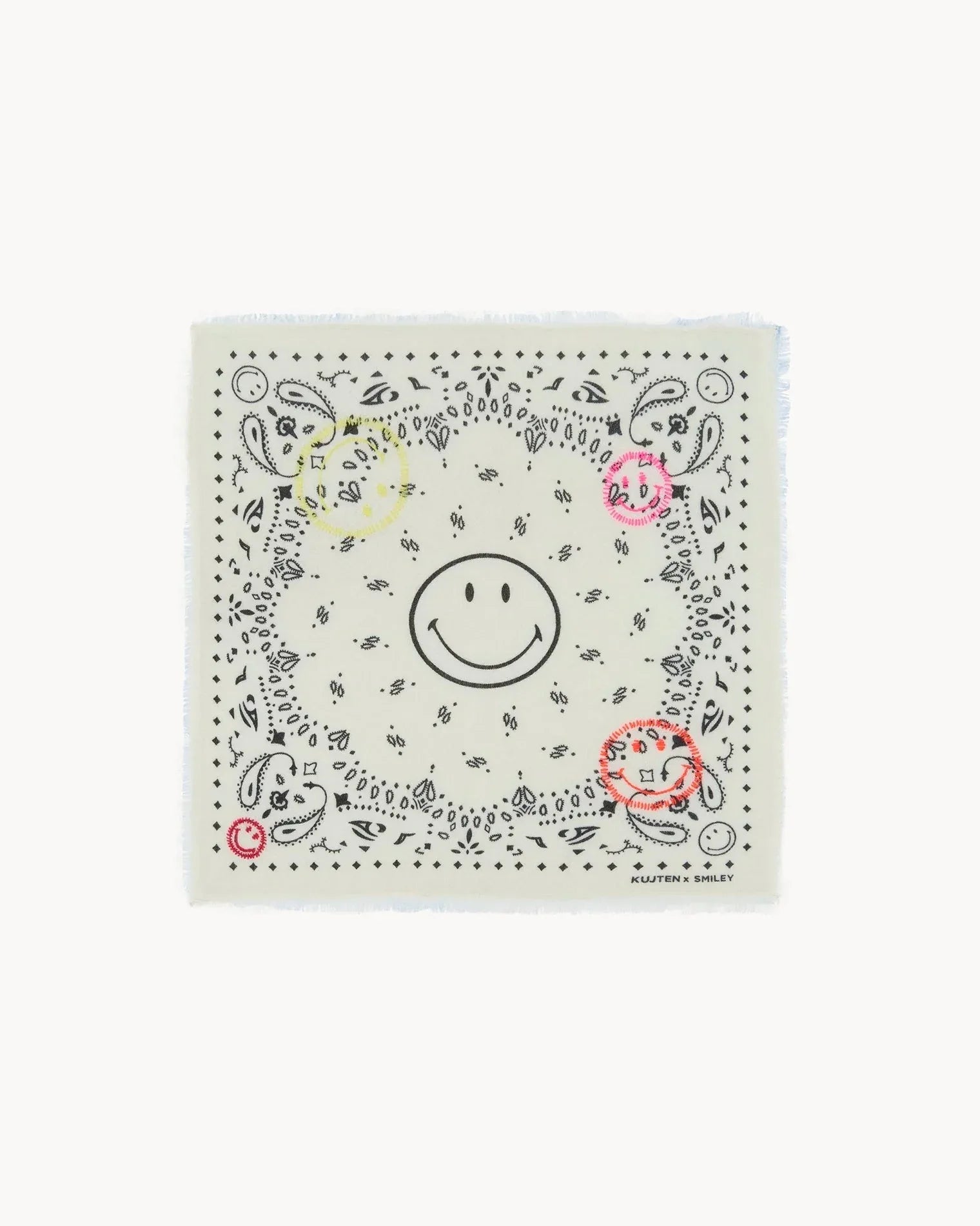 KUJTEN Bandana Hachi Smiley Brode White – Bandana