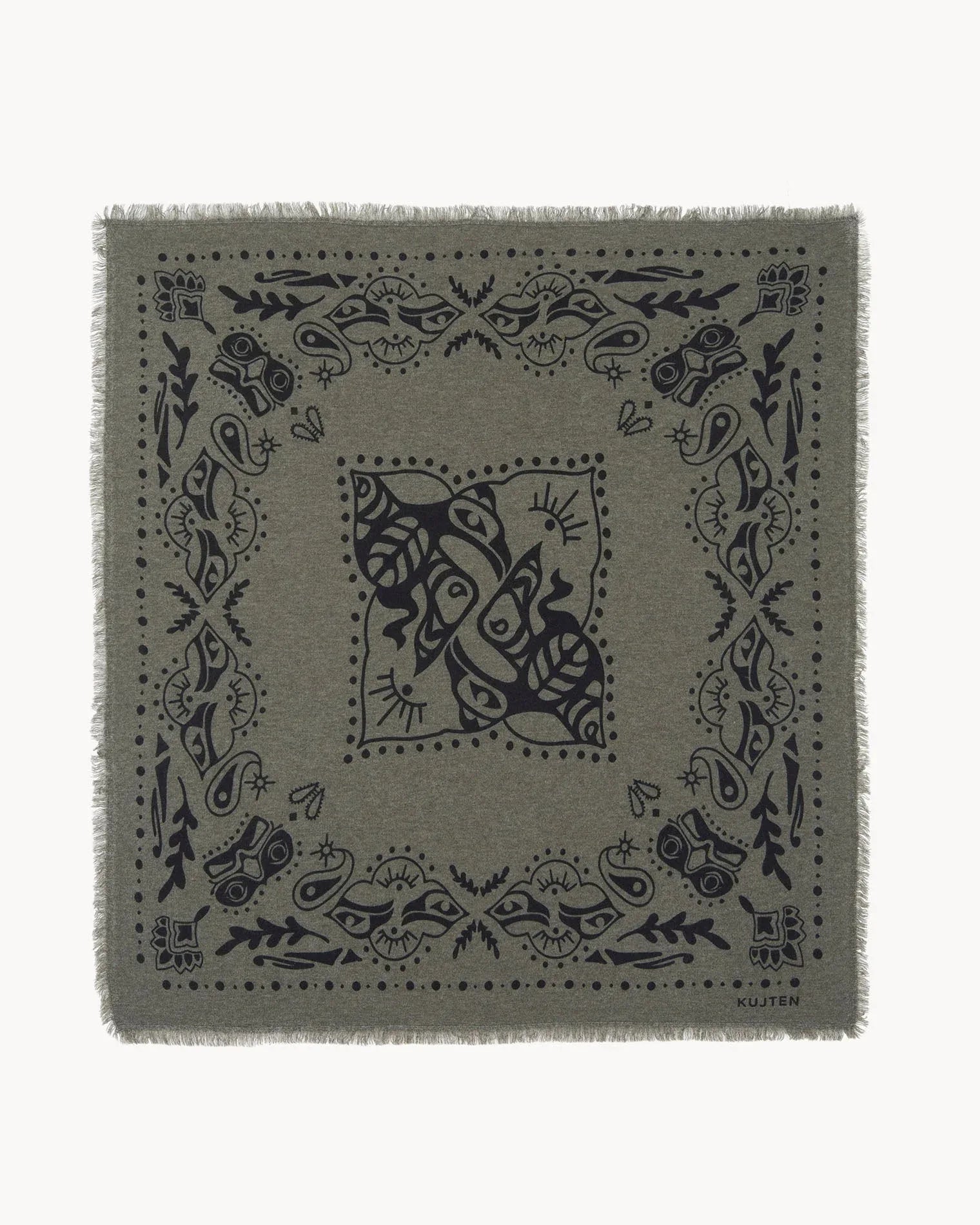 KUJTEN Large Bandana Hachiko Inuit Marl Khaki – Bandana - Mind Türkiye