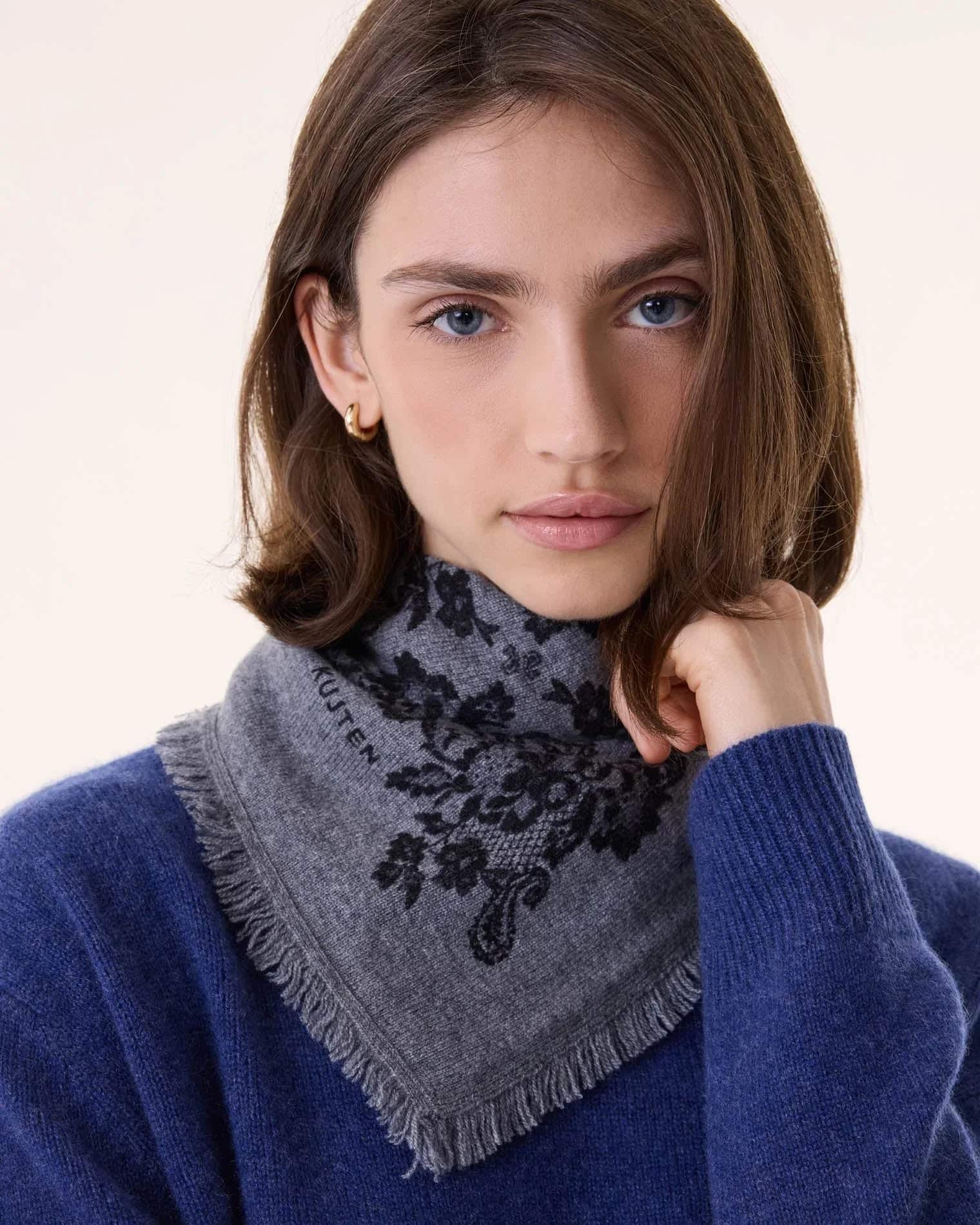 KUJTEN Small Bandana Hachi Lace Flannel Gray – Bandana - Mind Türkiye