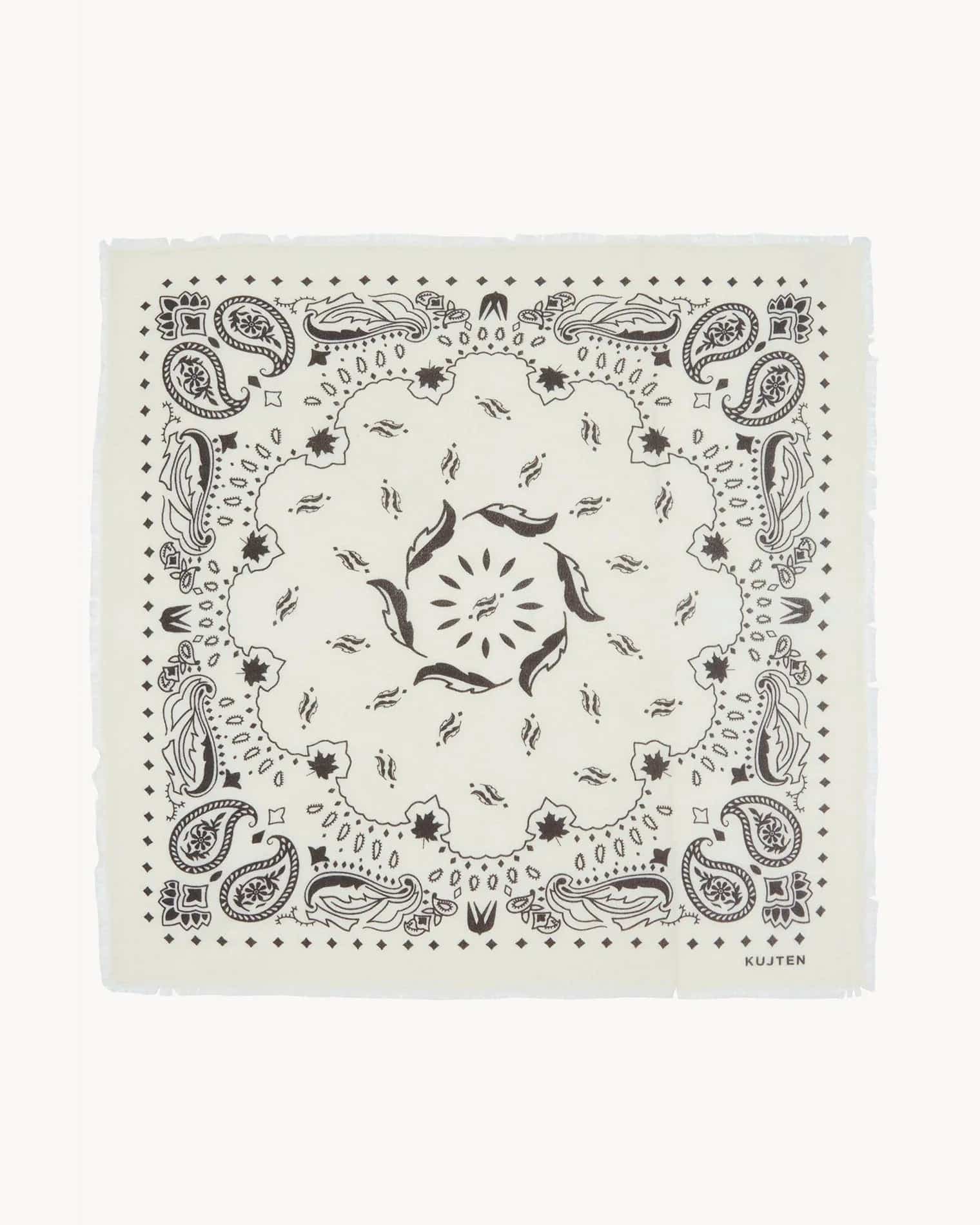 KUJTEN Large Bandana Hachiko Feather White Brown – Bandana - Mind Türkiye