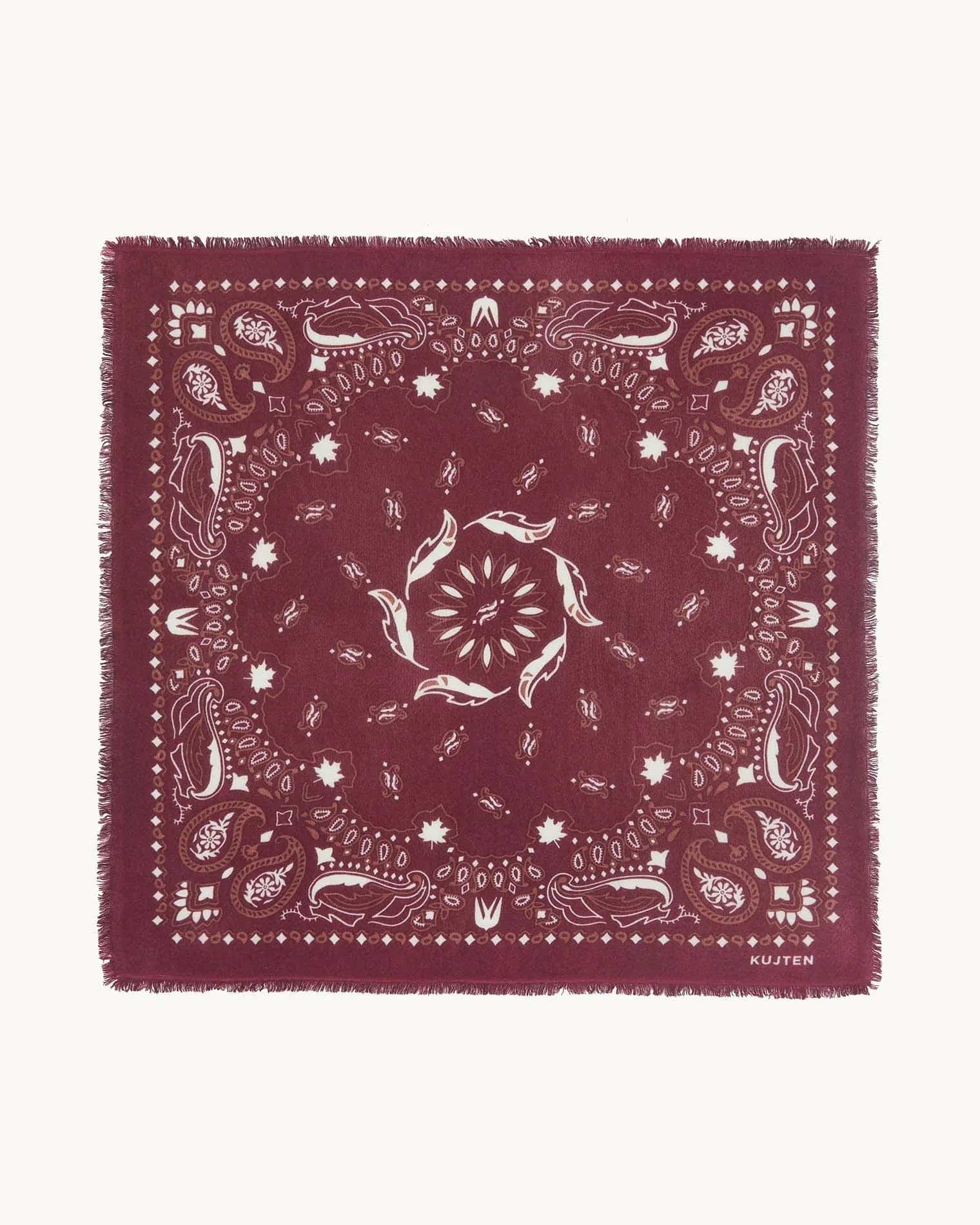 KUJTEN Large Bandana Hachiko Feather Bico Burgundy – Bandana - Mind Türkiye