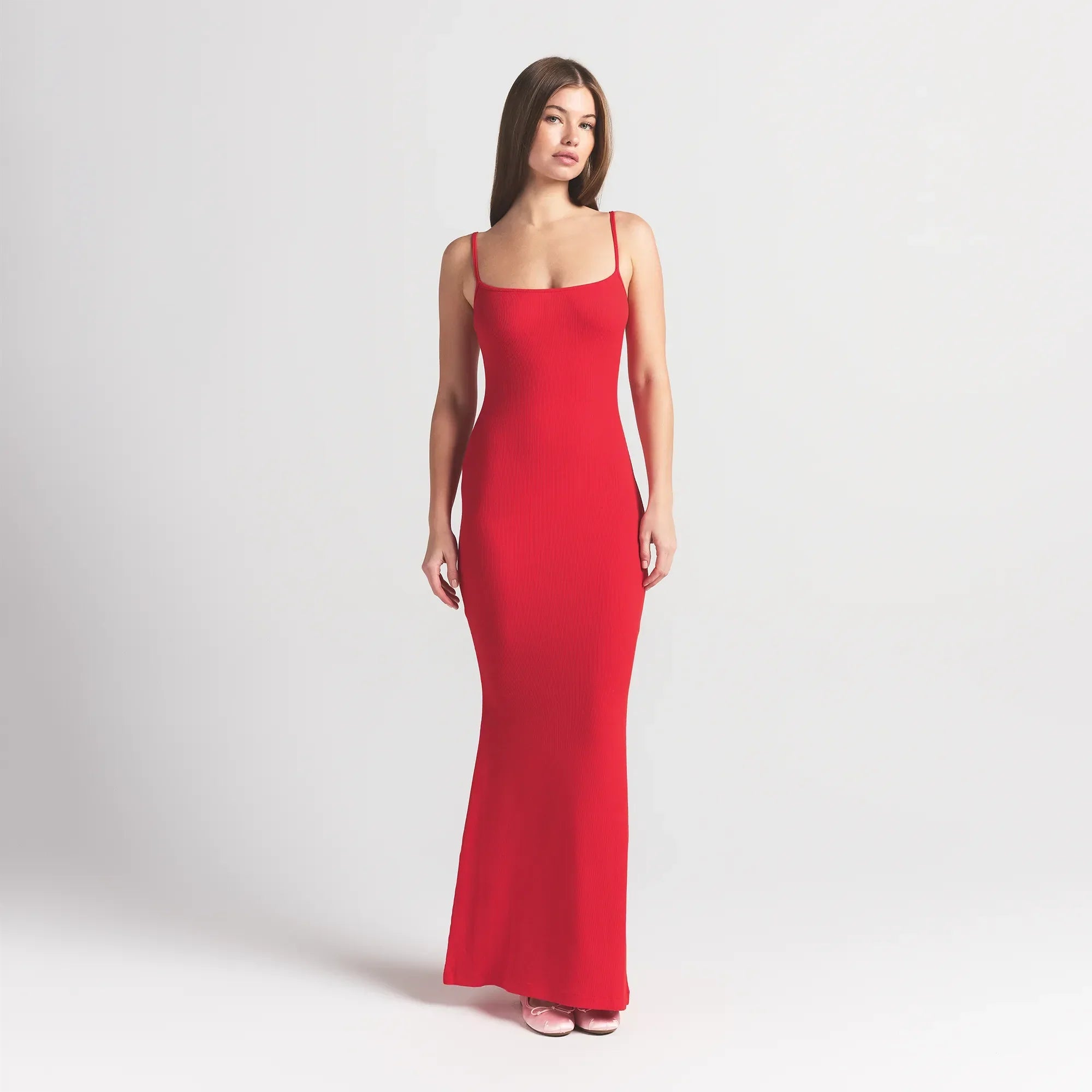 SKIMS SOFT LOUNGE LONG SLIP DRESS | CHERRY - Mind Türkiye