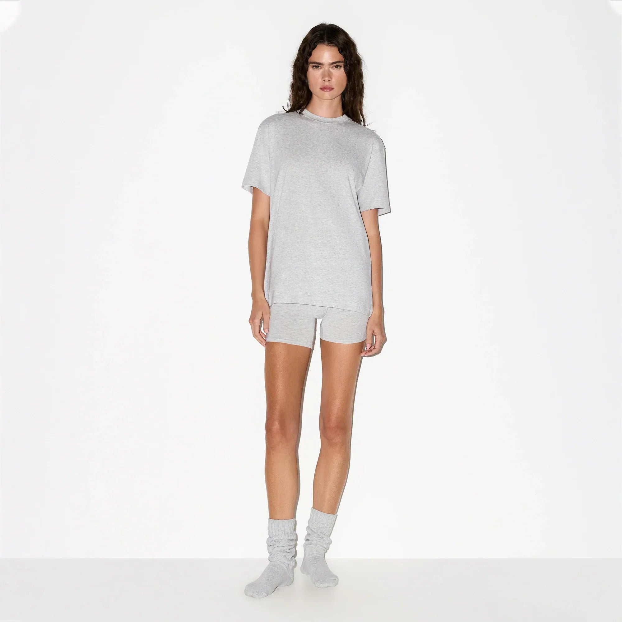 SKIMS BOYFRIEND T-SHIRT | LIGHT HEATHER GREY - Mind Türkiye