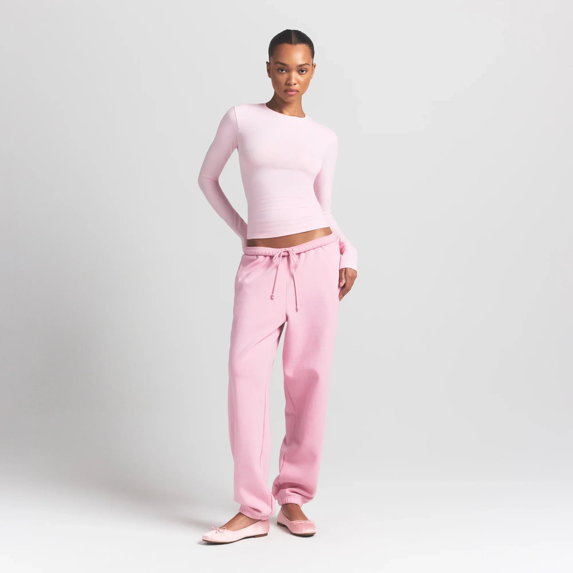 SKIMS COTTON JERSEY LONG SLEEVE T-SHIRT | CHERRY BLOSSOM - Mind Türkiye