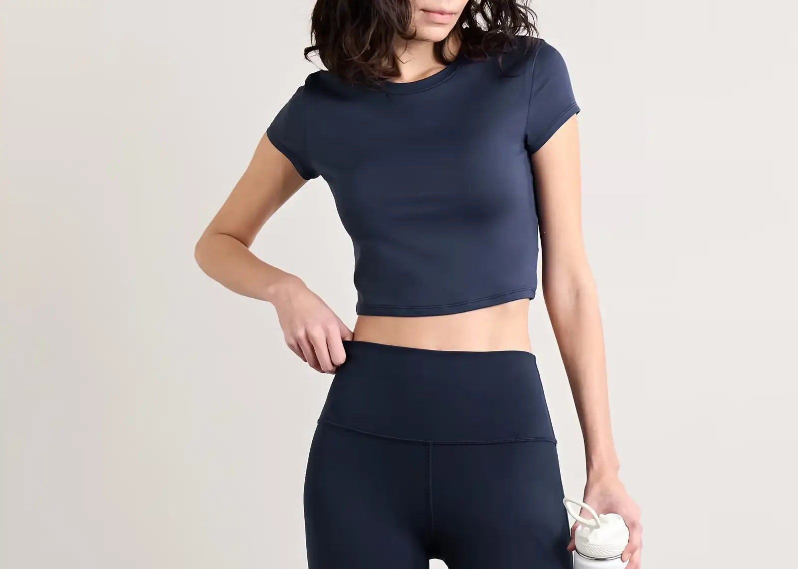 Alo Yoga Finesse Cropped Alosoft Jersey Top Navy - Mind Türkiye