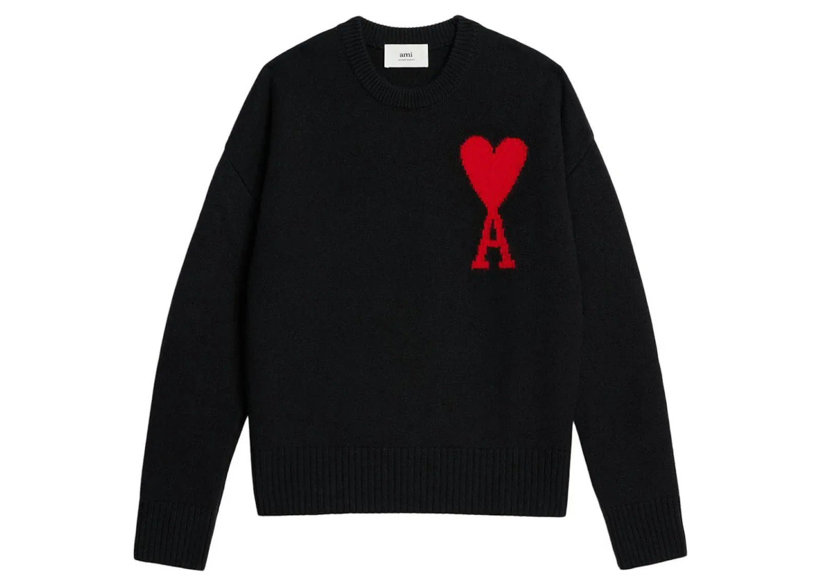 Ami Paris Ami De Coeur Crewneck Oversized Sweater Black/Red - Mind Türkiye