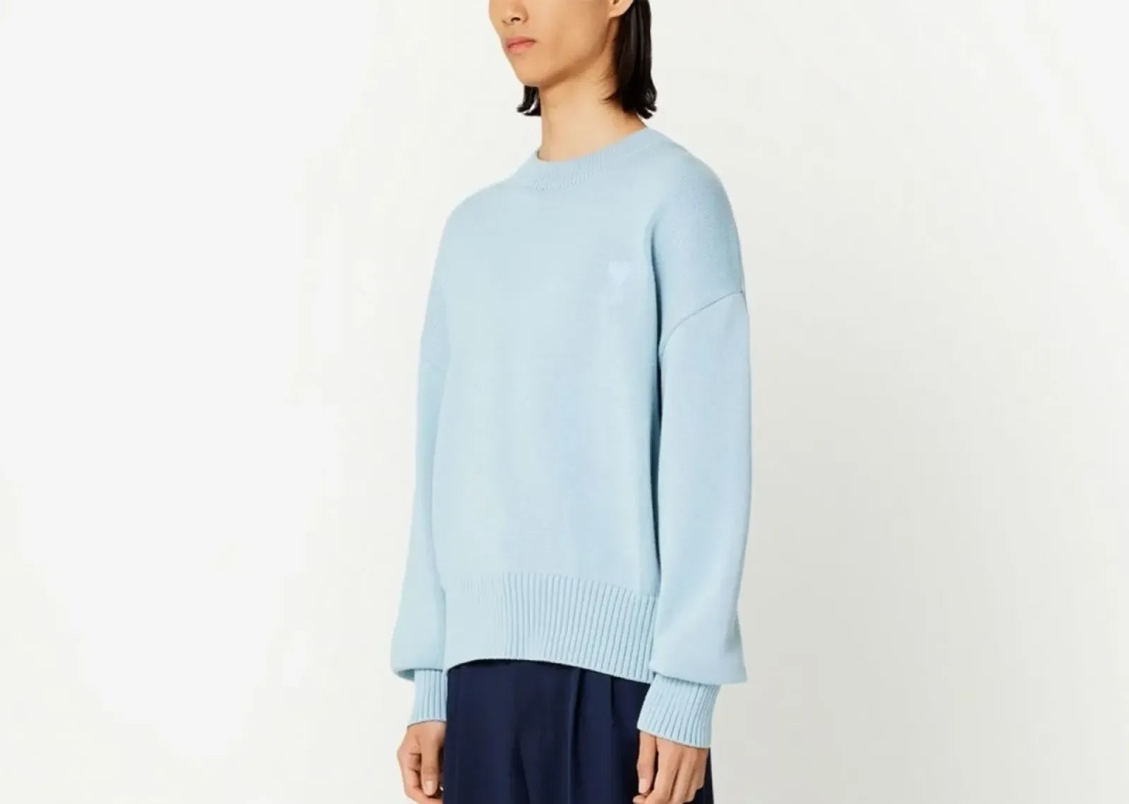 Ami Paris Ami De Coeur Embroidered Sweater Light Blue - Mind Türkiye