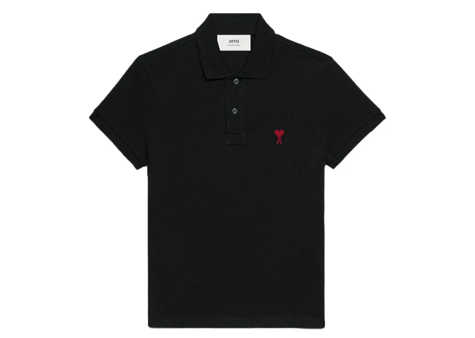 Ami Paris Embroidered Heart Polo T-Shirt Black - Mind Türkiye