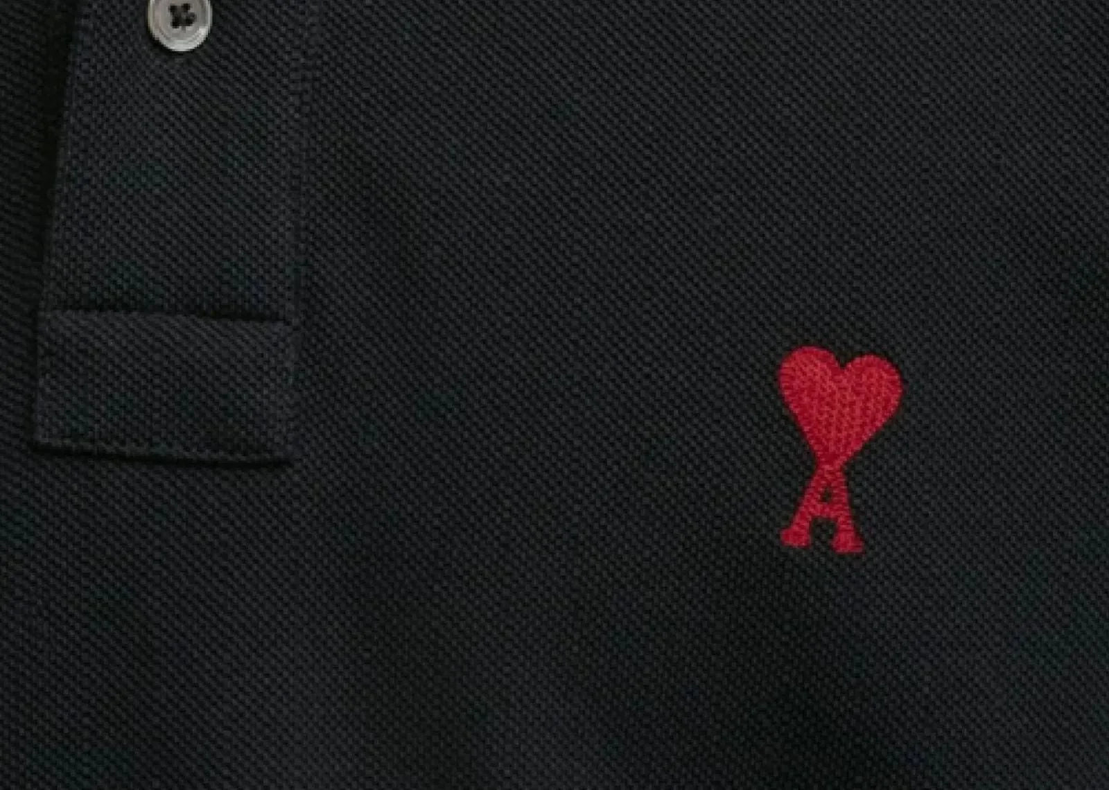 Ami Paris Embroidered Heart Polo T-Shirt Black - Mind Türkiye