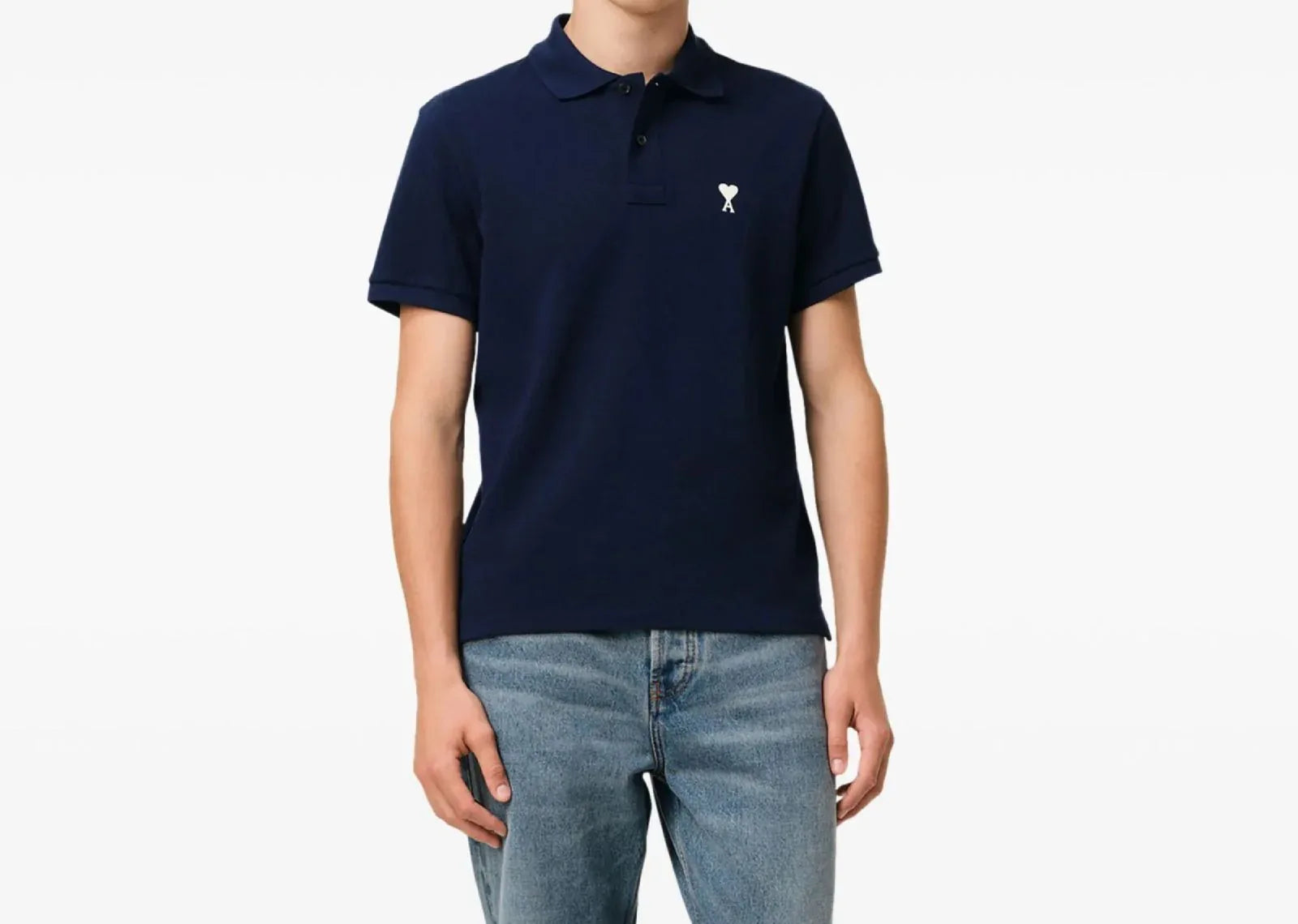 Ami Paris Embroidered Logo Polo T-Shirt Navy Blue - Mind Türkiye