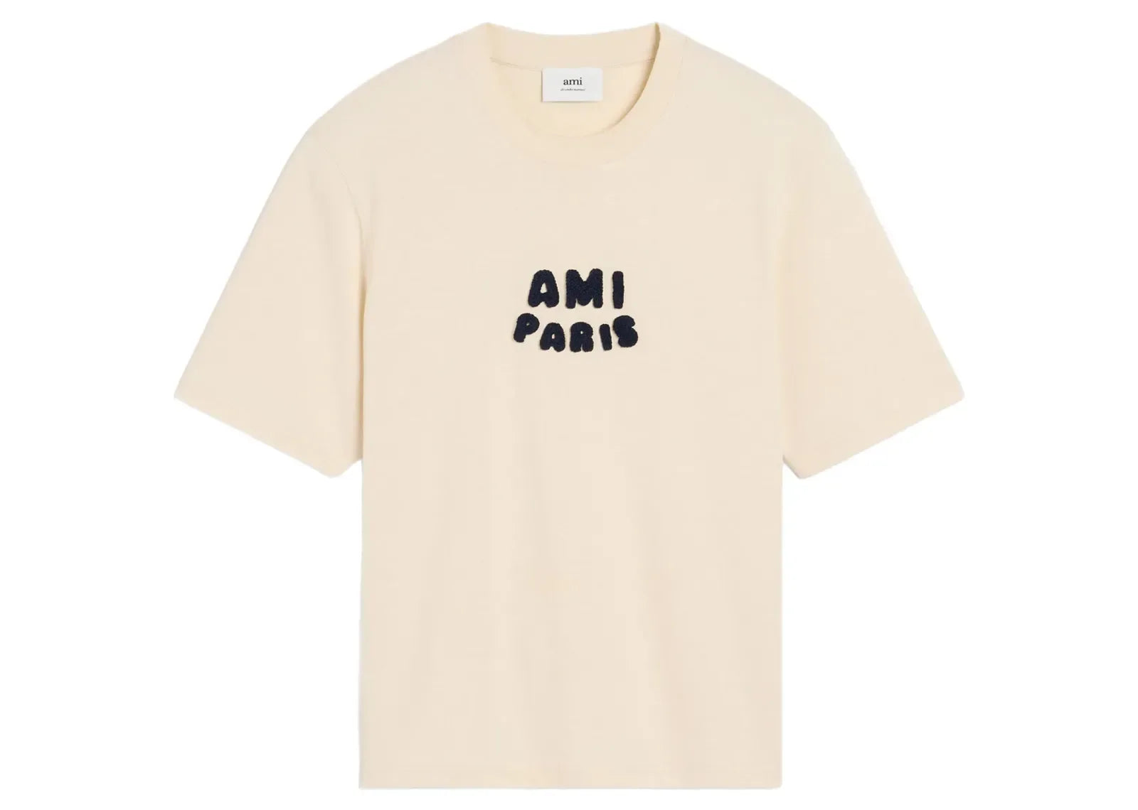 Ami Paris Logo Patch T-Shirt Light Beige - Mind Türkiye