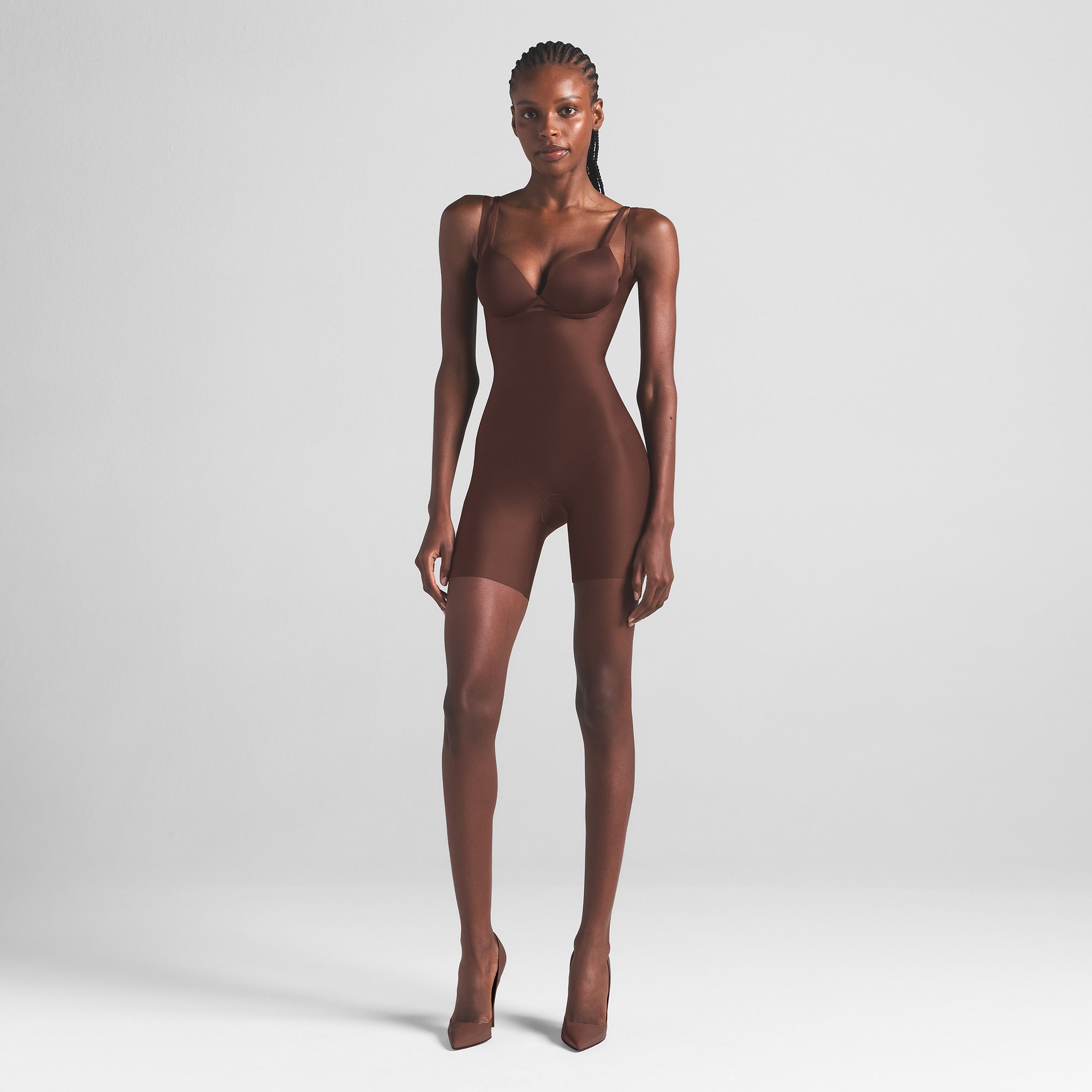 SKIMS BODY CORE SCULPT OPEN BUST MID THIGH BODYSUIT | COCOA - Mind Türkiye