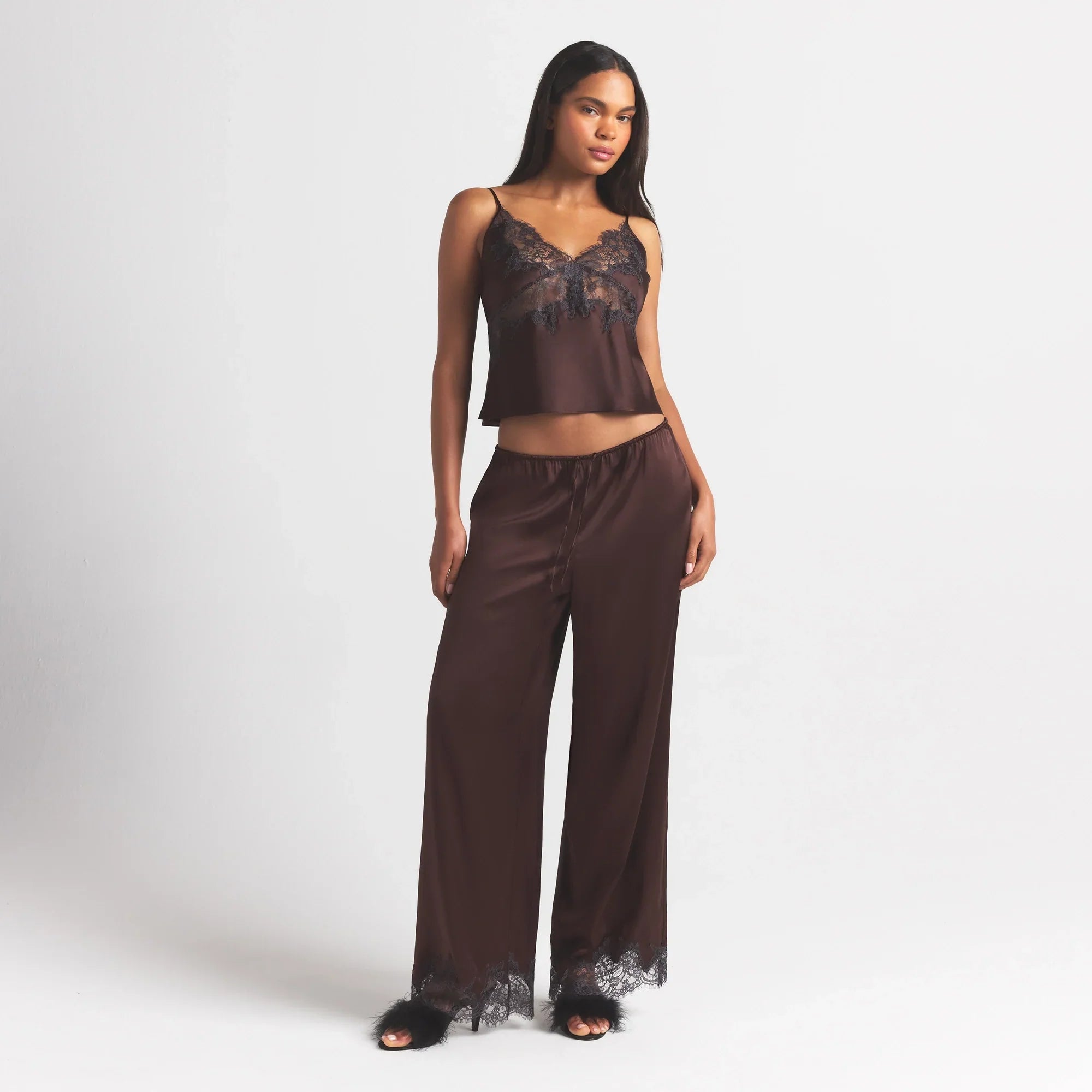 SKIMS SILK LACE STRAIGHT LEG PANT | ESPRESSO CONTRAST - Mind Türkiye