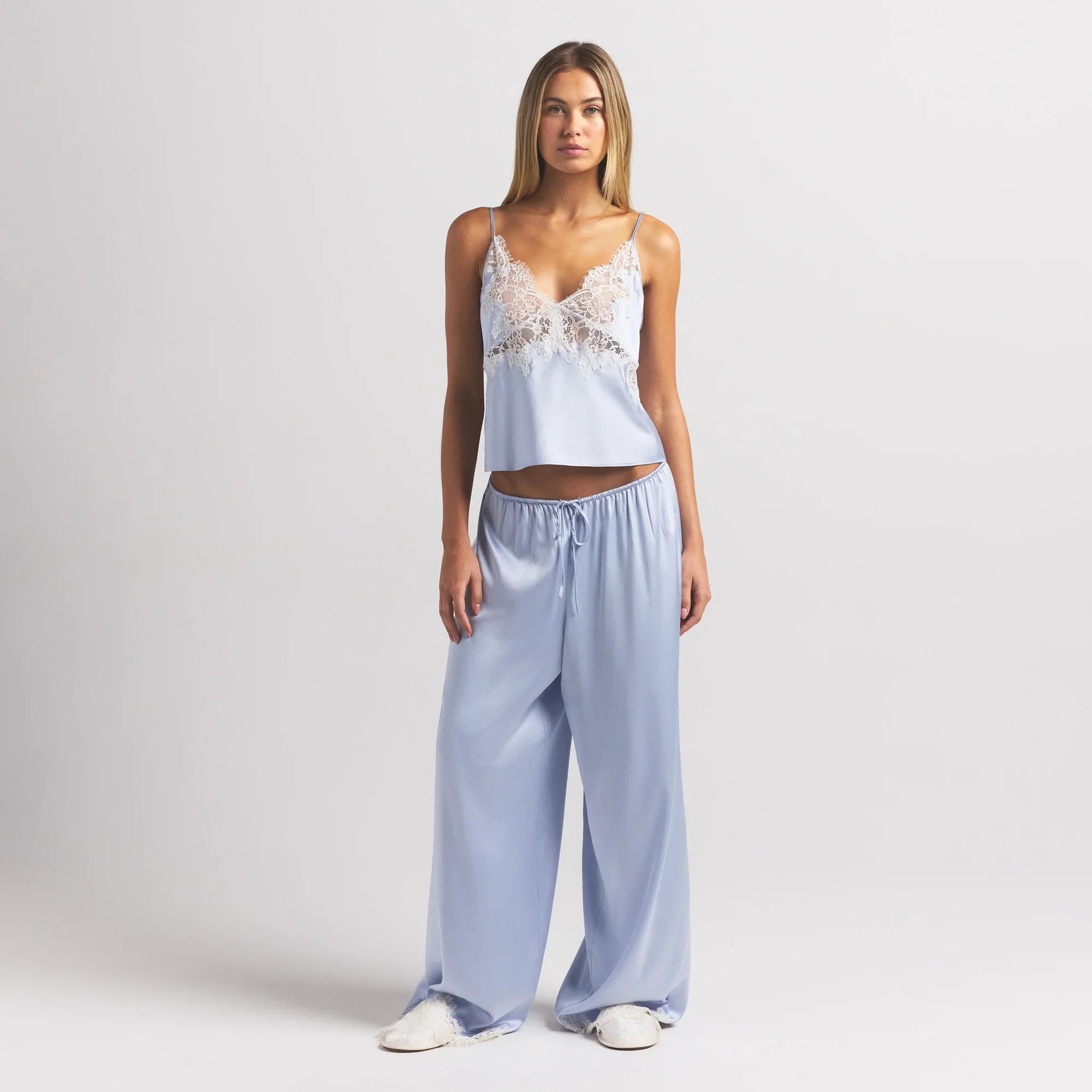 SKIMS SILK LACE STRAIGHT LEG PANT | PERIWINKLE CONTRAST - Mind Türkiye