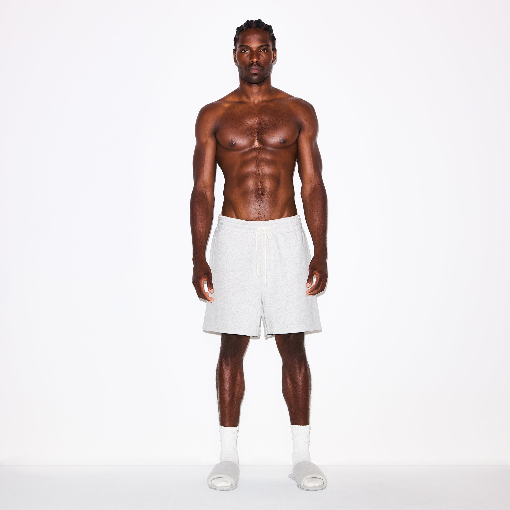 SKIMS FLEECE LOUNGE MENS RELAXED SHORT | LIGHT HEATHER GREY - Mind Türkiye