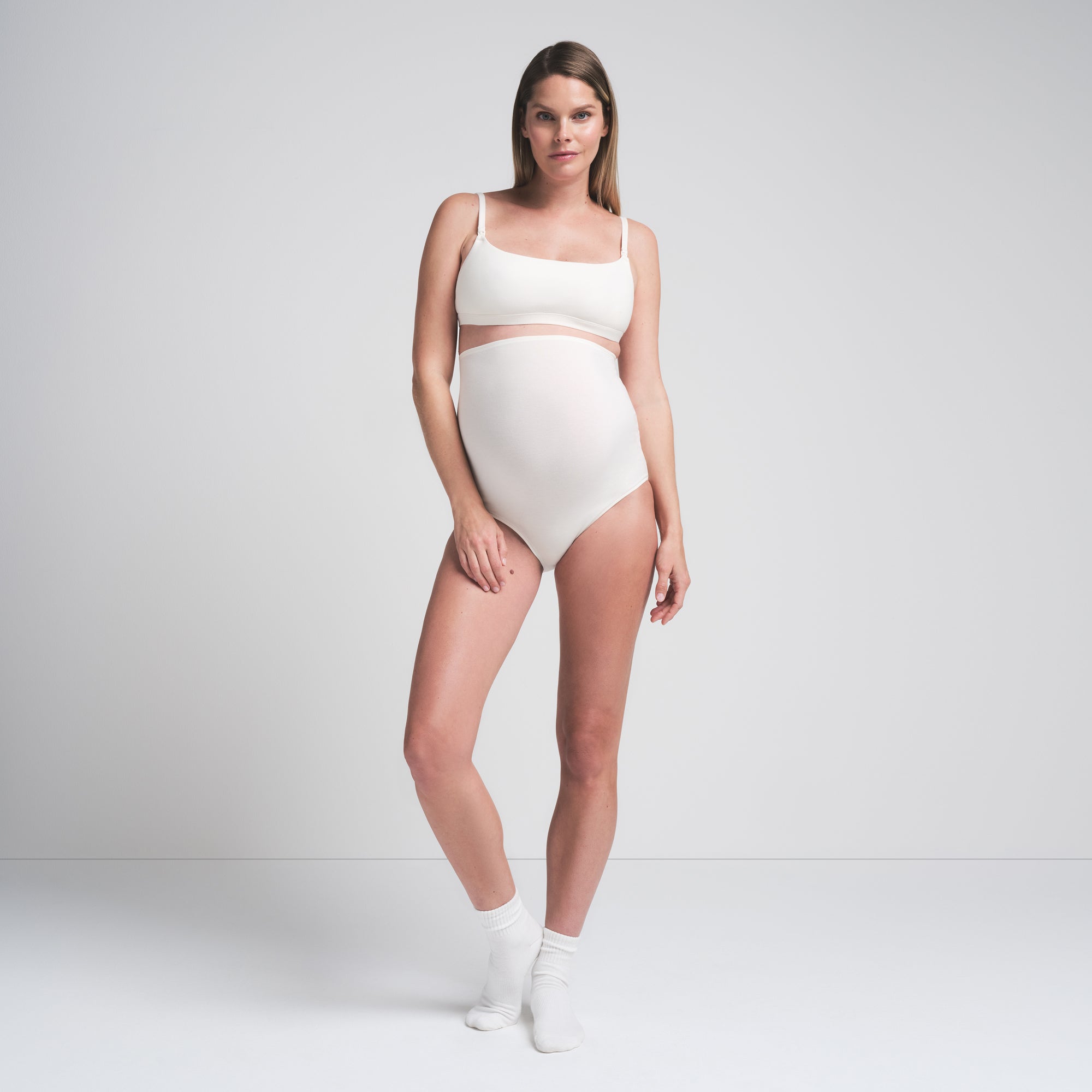 SKIMS COTTON JERSEY MATERNITY HIGH-WAISTED BRIEF | MARBLE - Mind Türkiye