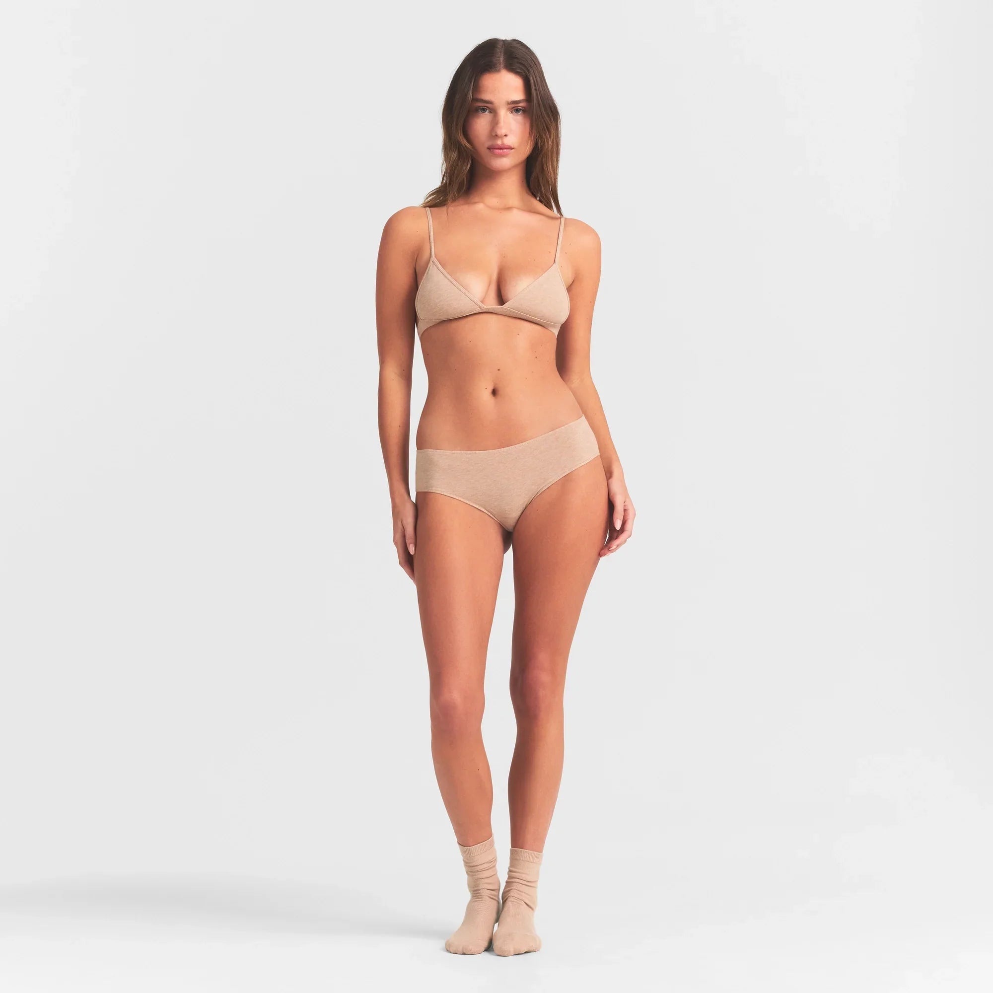 SKIMS EVERYDAY COTTON TRIANGLE BRALETTE | CLAY HEATHER - Mind Türkiye