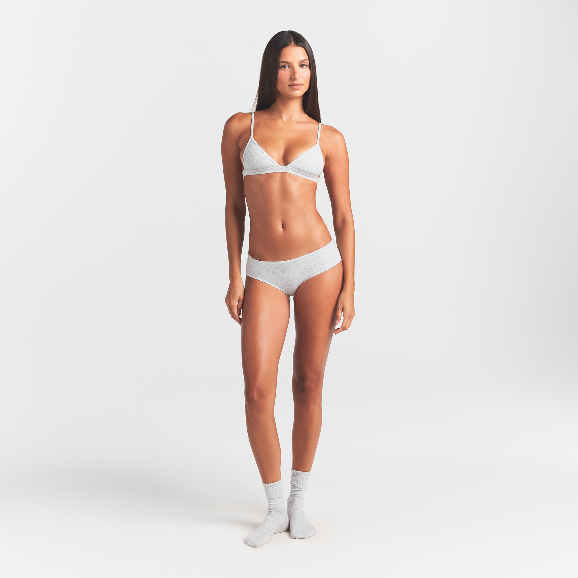 SKIMS EVERYDAY COTTON TRIANGLE BRALETTE | LIGHT HEATHER GREY - Mind Türkiye