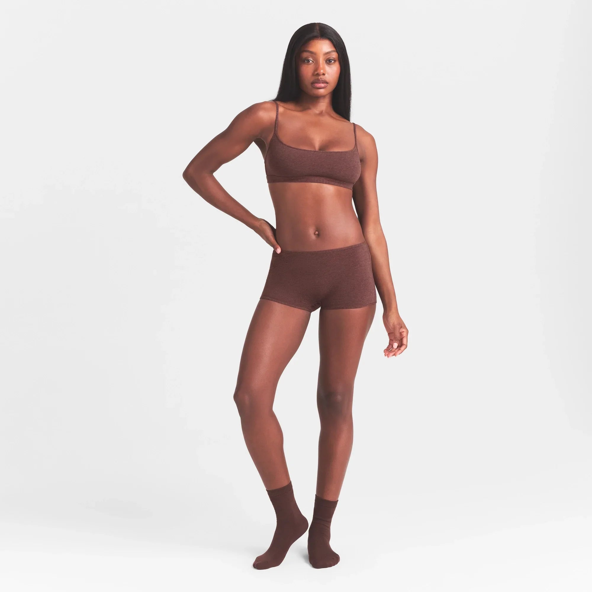 SKIMS EVERYDAY COTTON SCOOP BRALETTE | COCOA HEATHER - Mind Türkiye