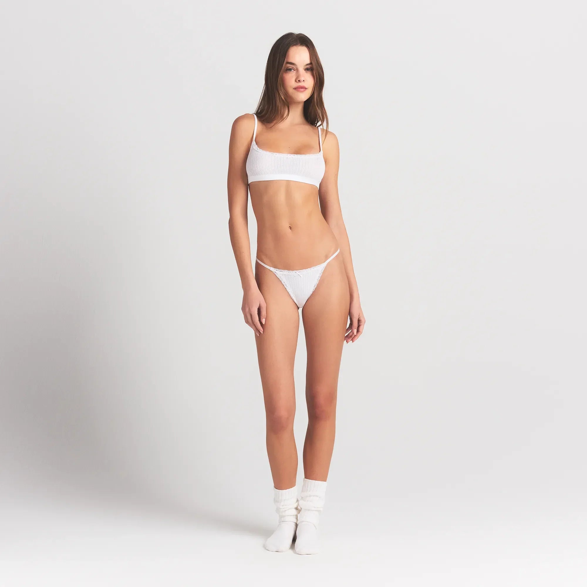 SKIMS LIGHTWEIGHT COTTON POINTELLE SCOOP BRALETTE | SNOW - Mind Türkiye
