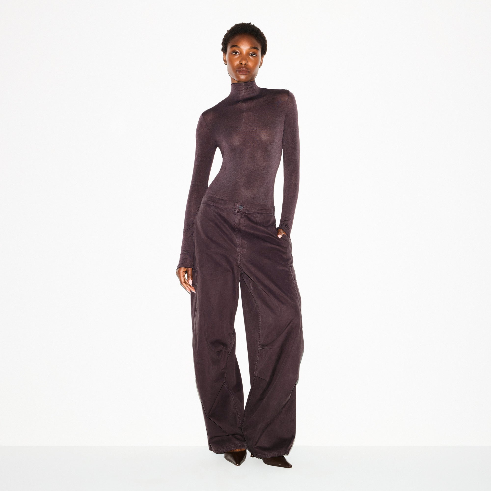 SKIMS SHEER MODAL LONG SLEEVE TURTLENECK BODYSUIT | PHOENIX - Mind Türkiye