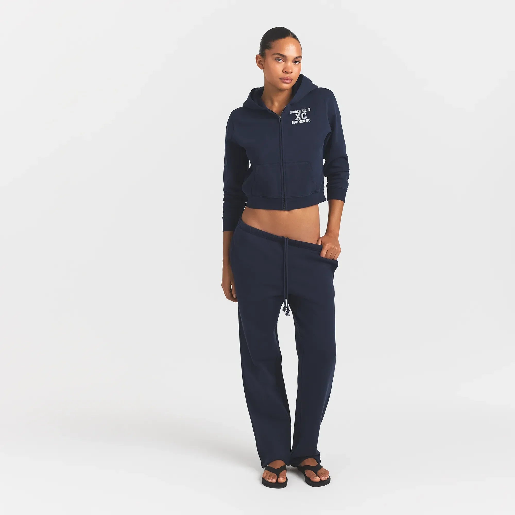 SKIMS BOYFRIEND FLEECE STRAIGHT LEG PANT | NAVY - Mind Türkiye