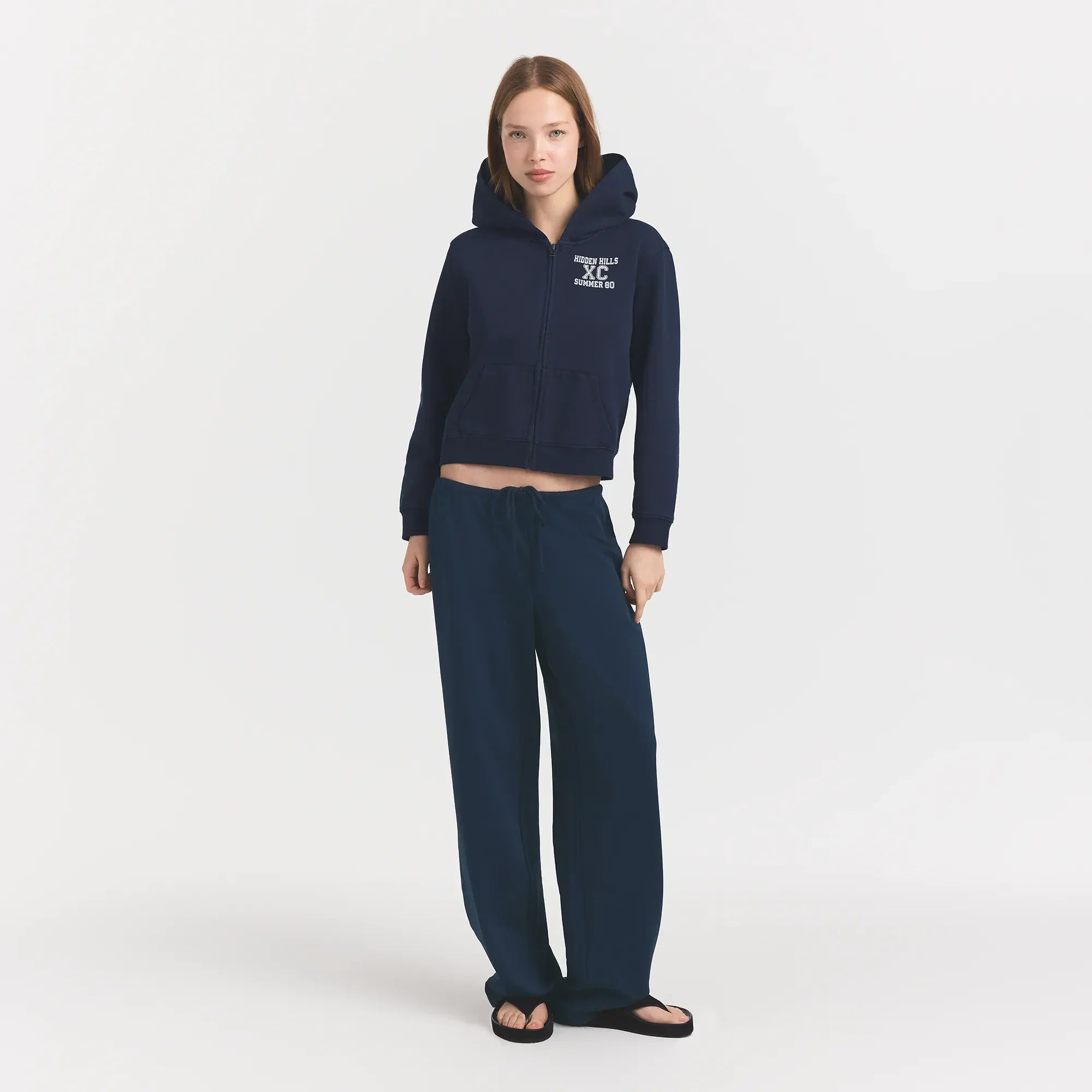SKIMS HEAVYWEIGHT CREPE STRAIGHT LEG PANT | NAVY - Mind Türkiye