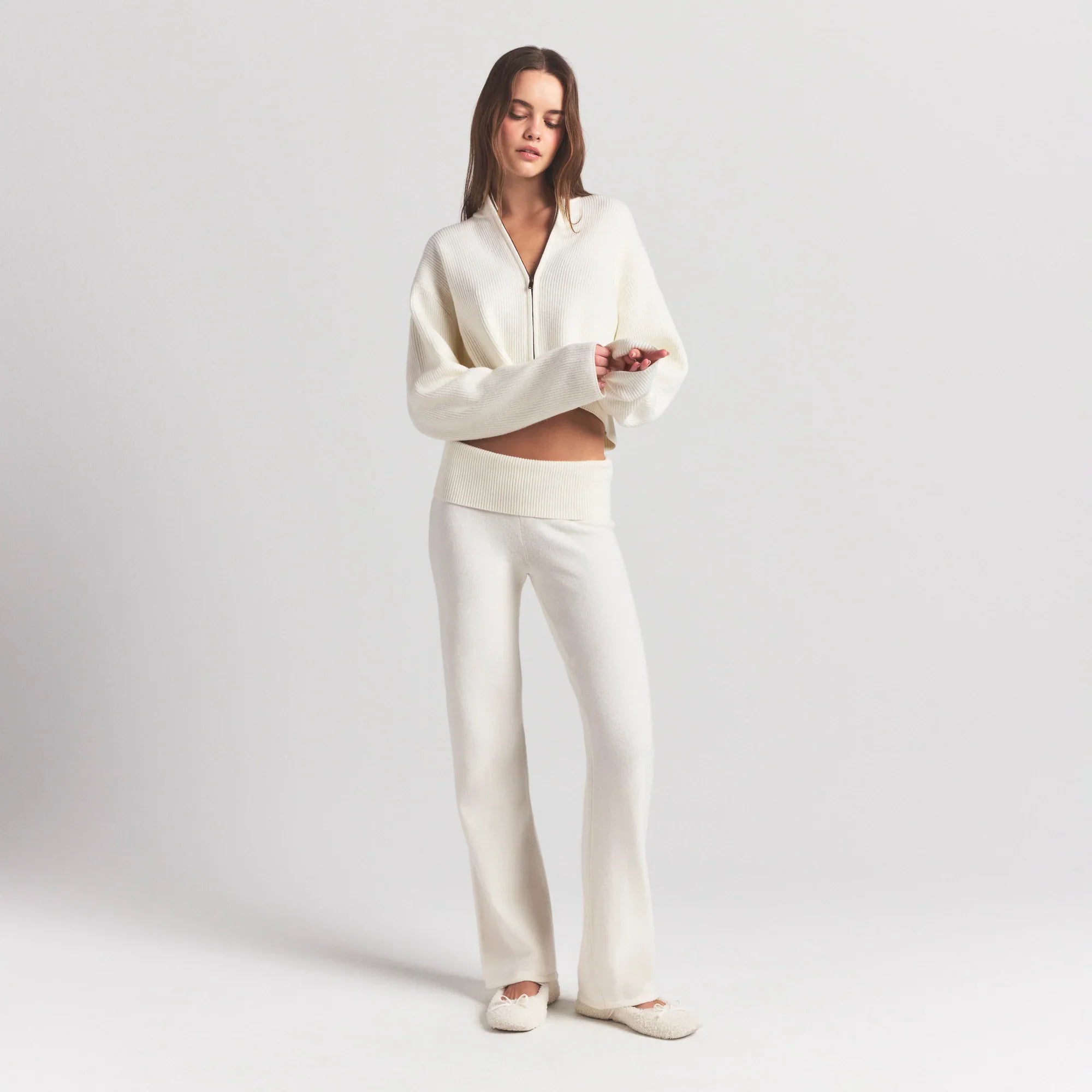 SKIMS SWEATER KNITS FOLDOVER PANT | IVORY - Mind Türkiye
