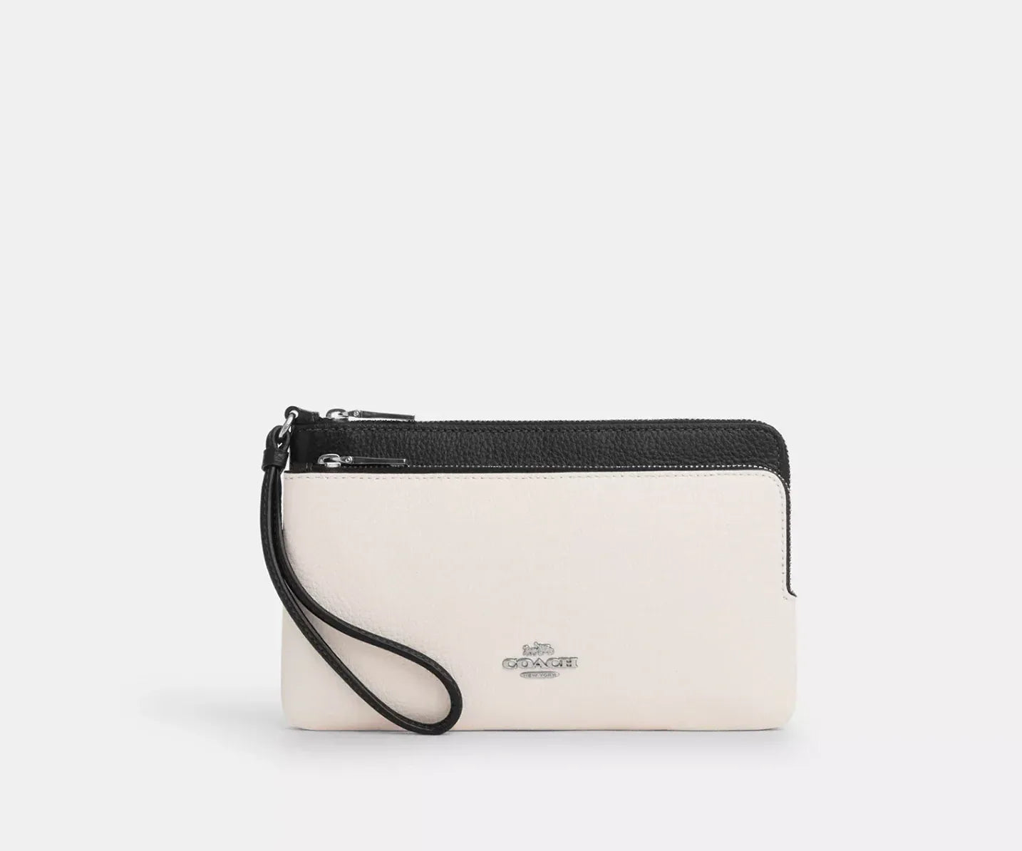 Coach Double Zip Wallet – Silver/Chalk Black Multi - Mind Türkiye