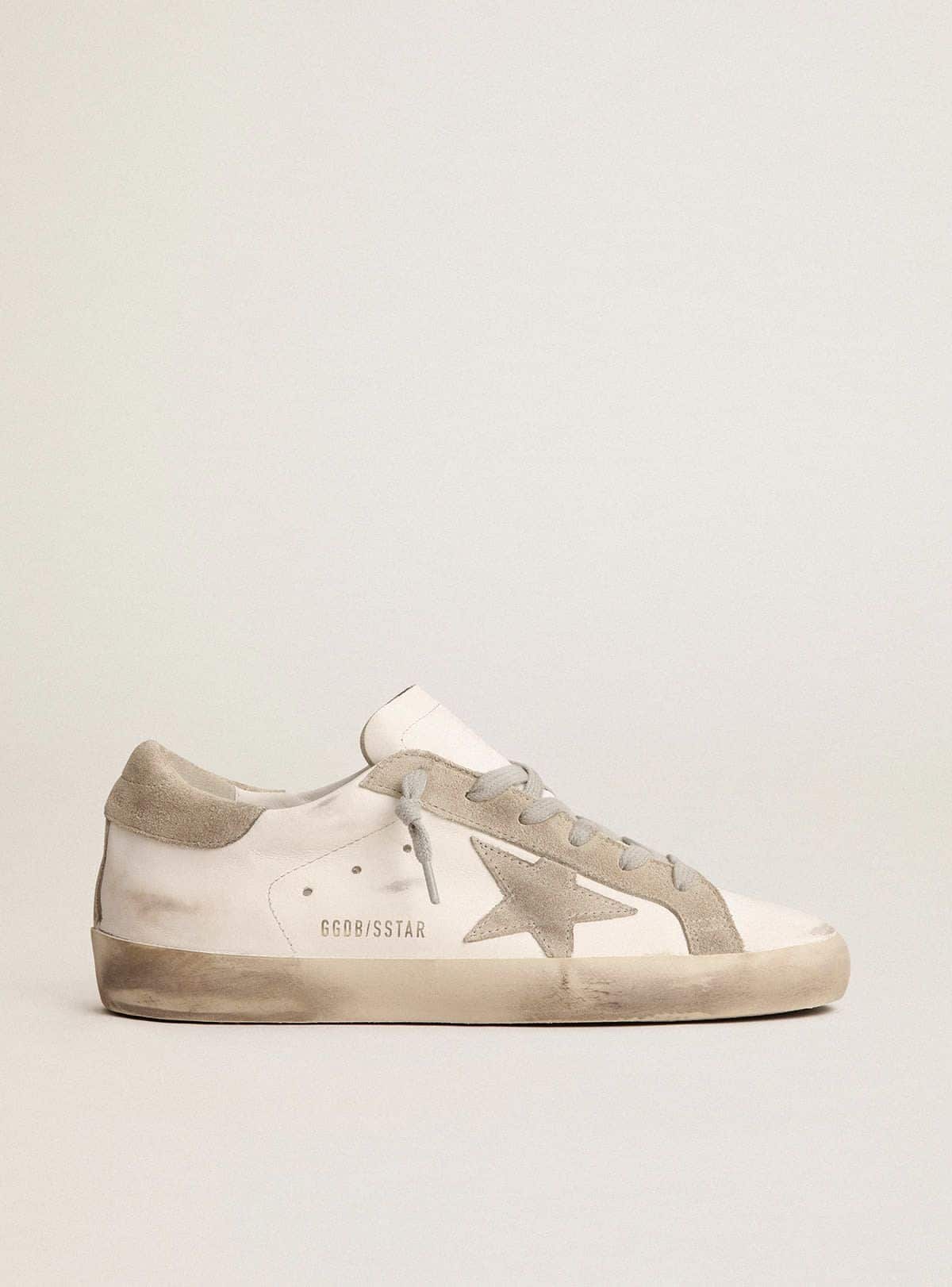 Golden Goose Men’s Super-Star With Gray Suede Star And Heel Tab
