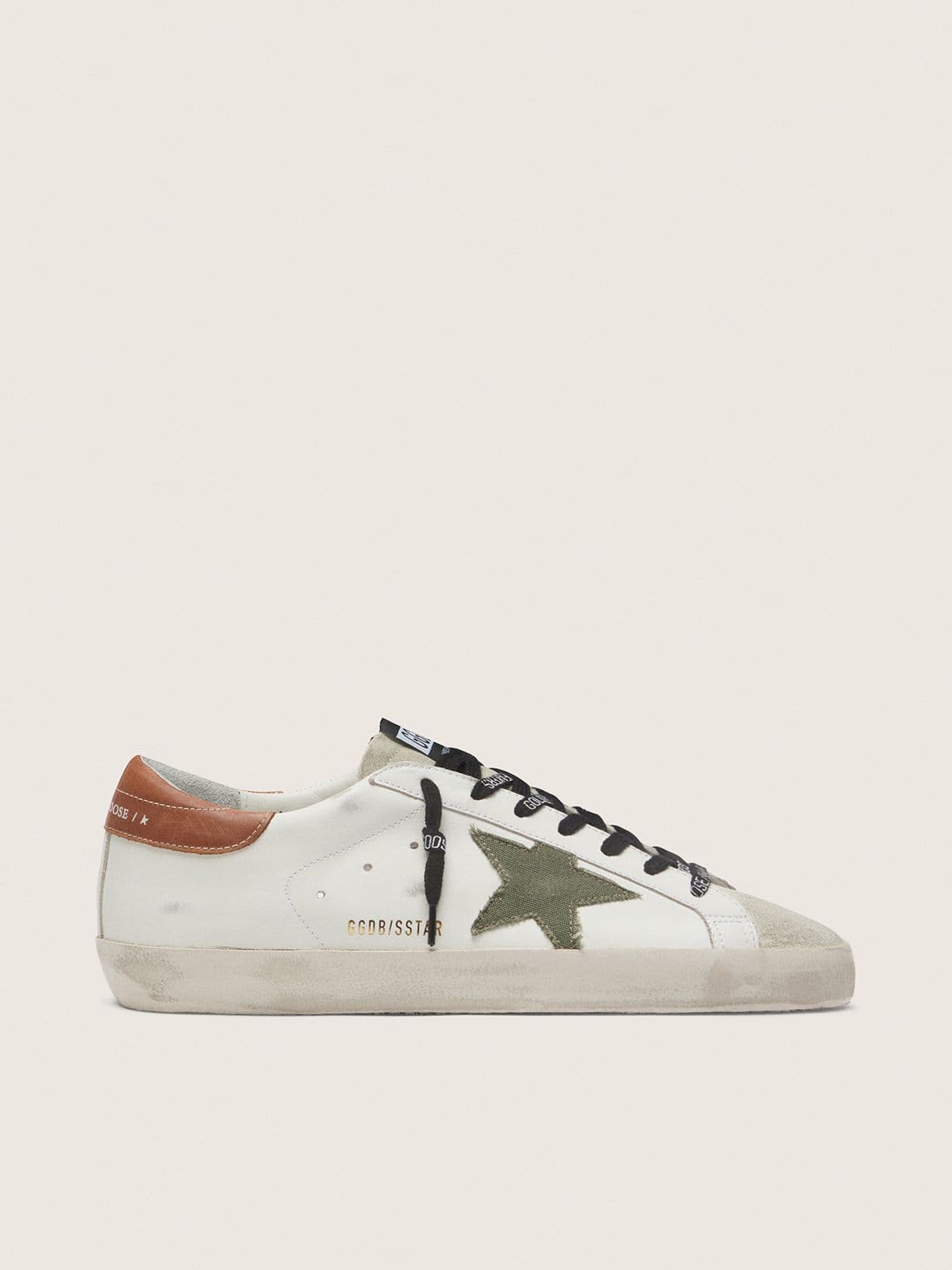 Golden Goose Men’s Super-Star With Star In Olive Green Canvas