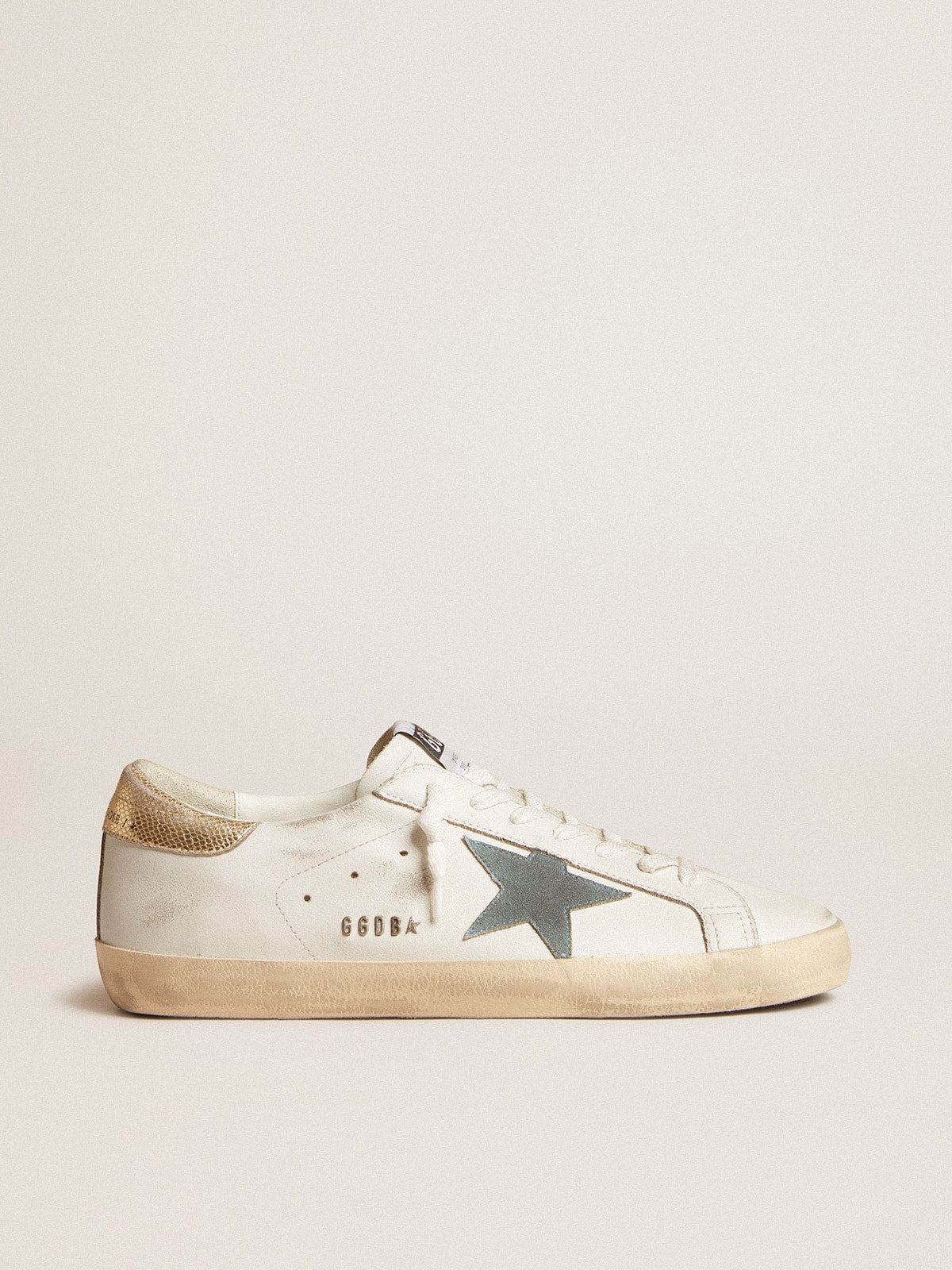 Golden Goose Men’s Super-Star With Suede Star And Platinum Snake-Print Leather Heel Tab