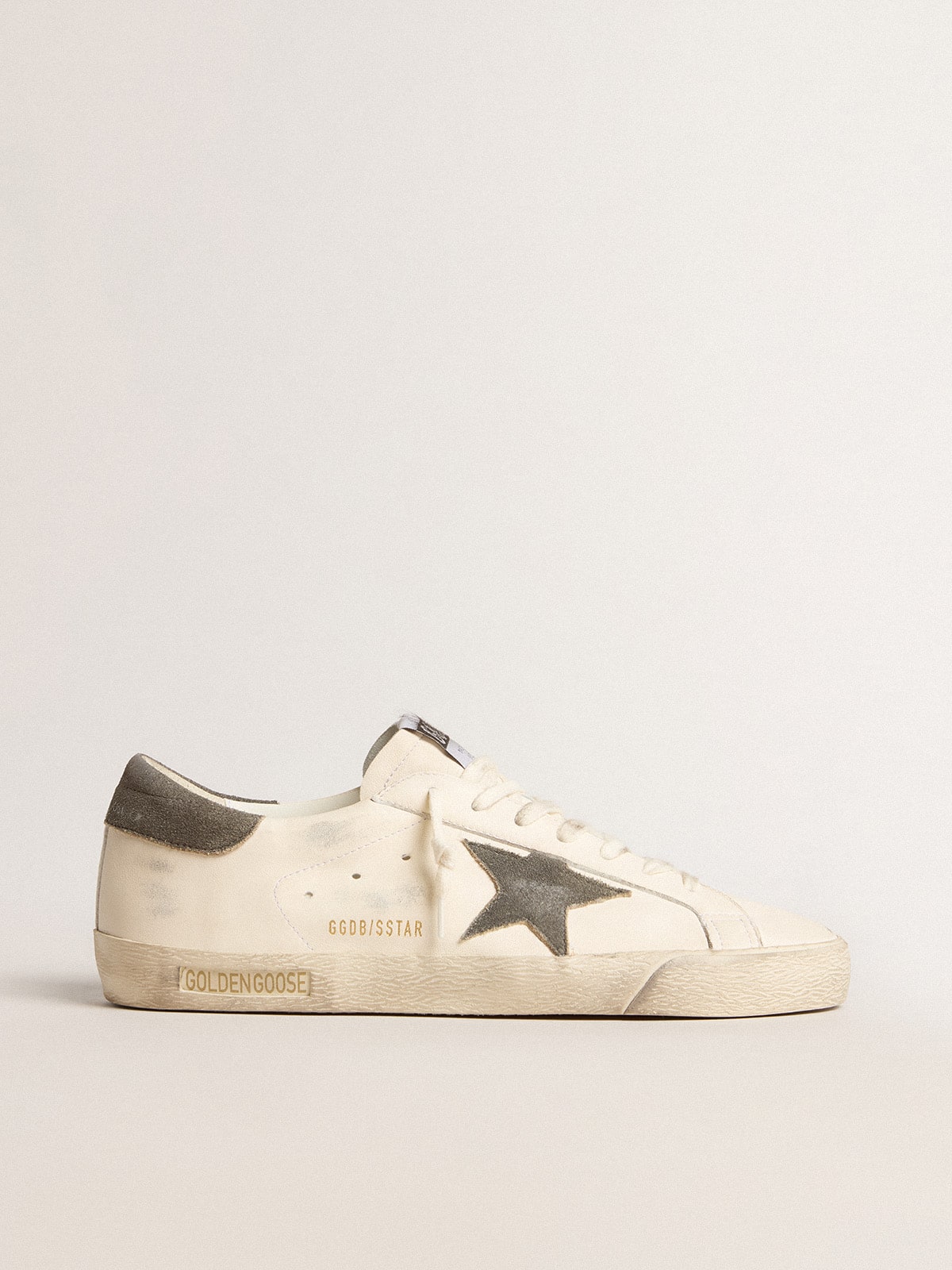 Golden Goose Super-Star In Nappa With Gray Suede Star And Heel Tab
