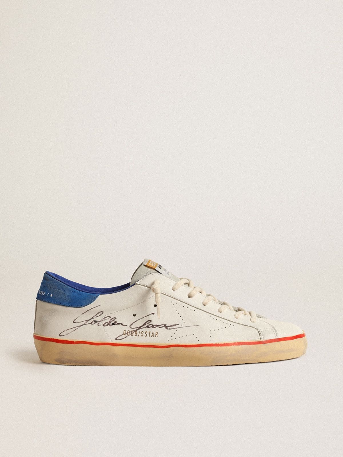 Golden Goose Men’s Super-Star With Perforated Star And Blue Suede Heel Tab - Mind Türkiye