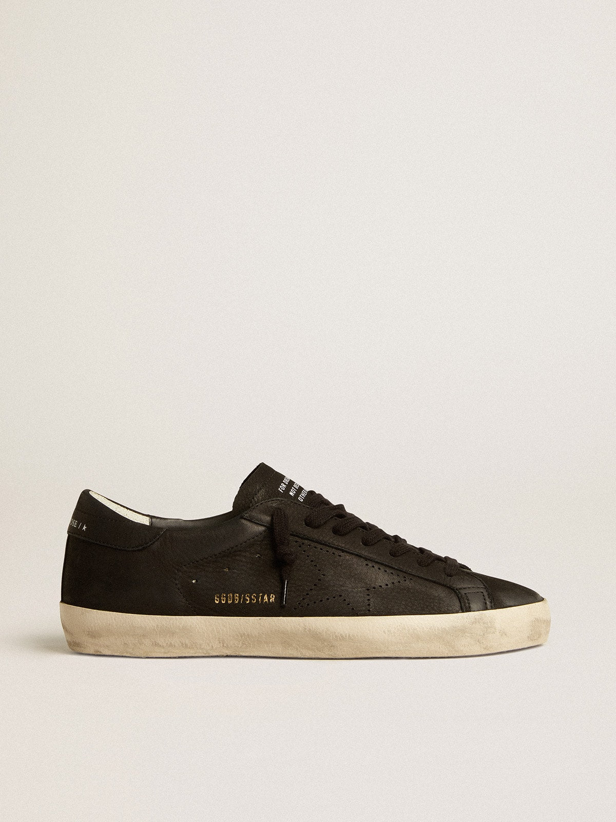 Golden Goose Men’s Super-Star In Black Nubuck With Perforated Star And Black Nubuck Heel Tab