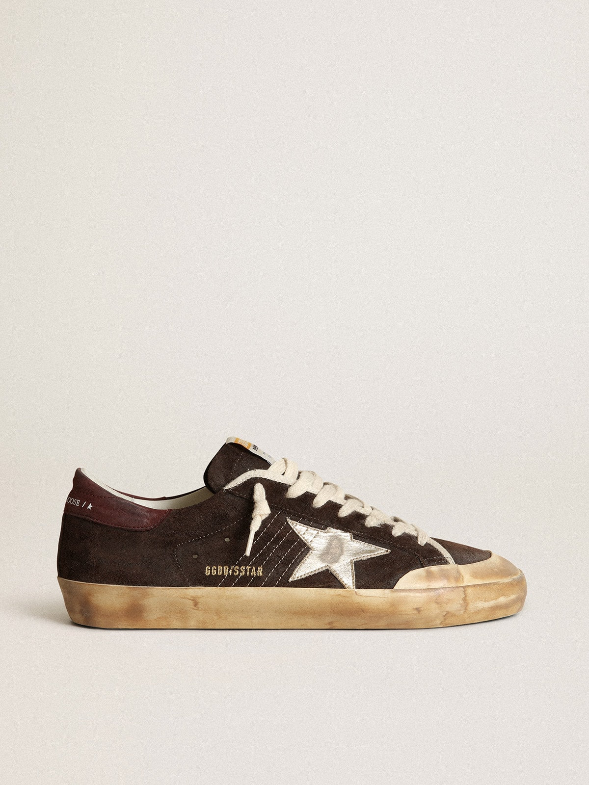 Golden Goose Men’s Super-Star Penstar In Brown Suede With A Platinum Star