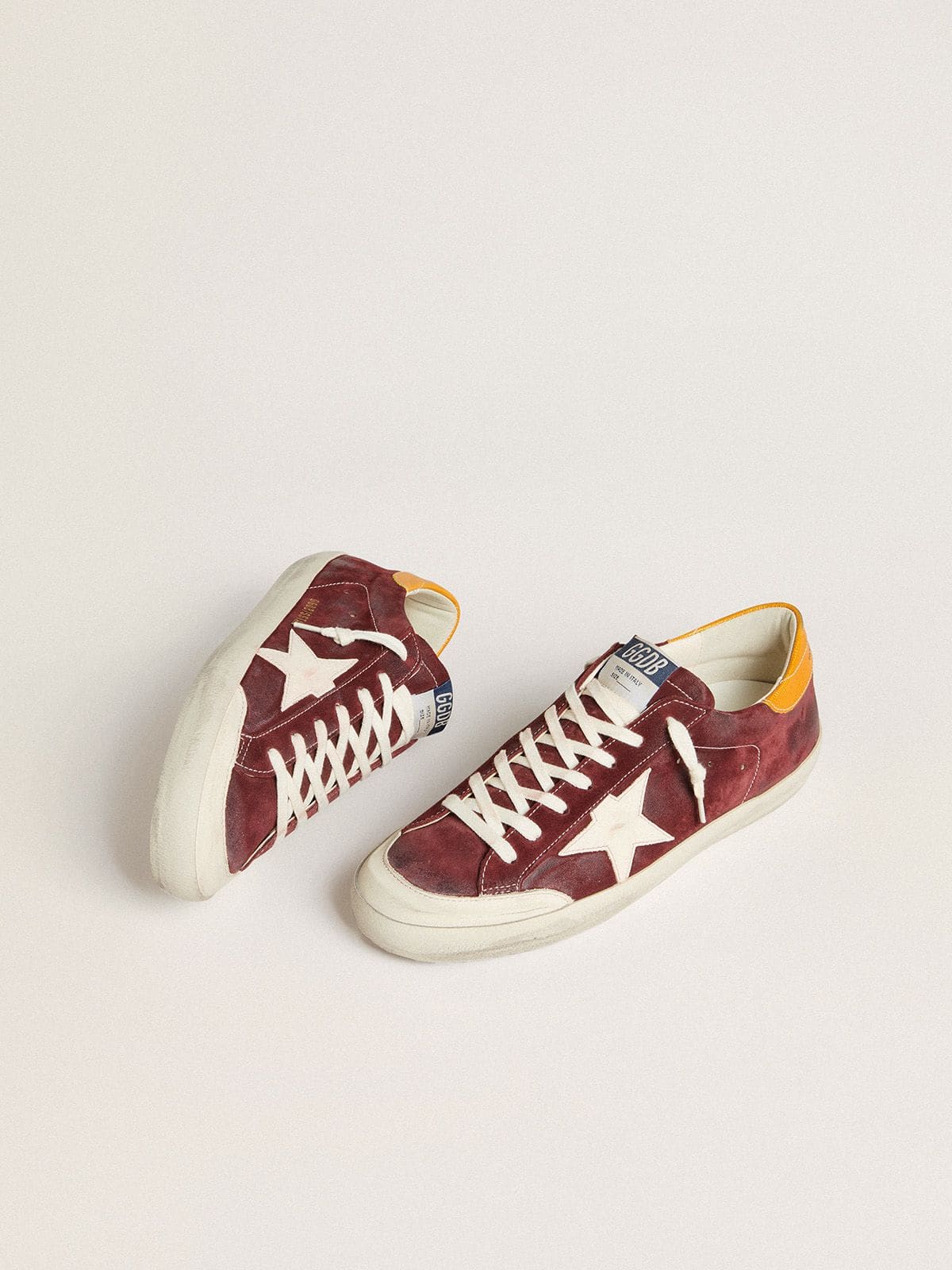 Golden Goose Men’s Super-Star In Brick-Red Suede With White Leather Star And Animal-Print Heel Tab - Mind Türkiye