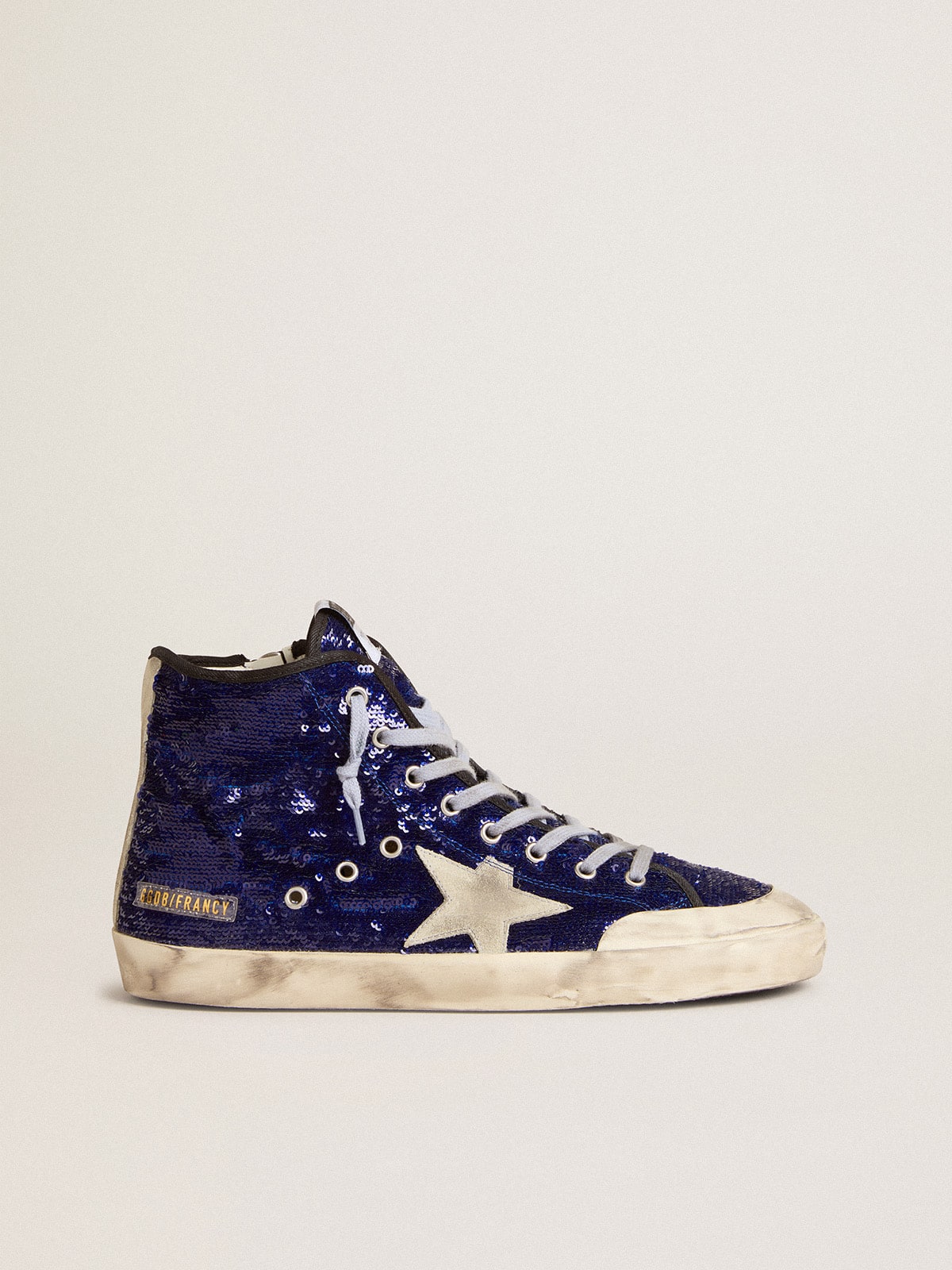 Golden Goose Men’s Francy Penstar In Blue Sequins With Ice-Gray Suede Star - Mind Türkiye