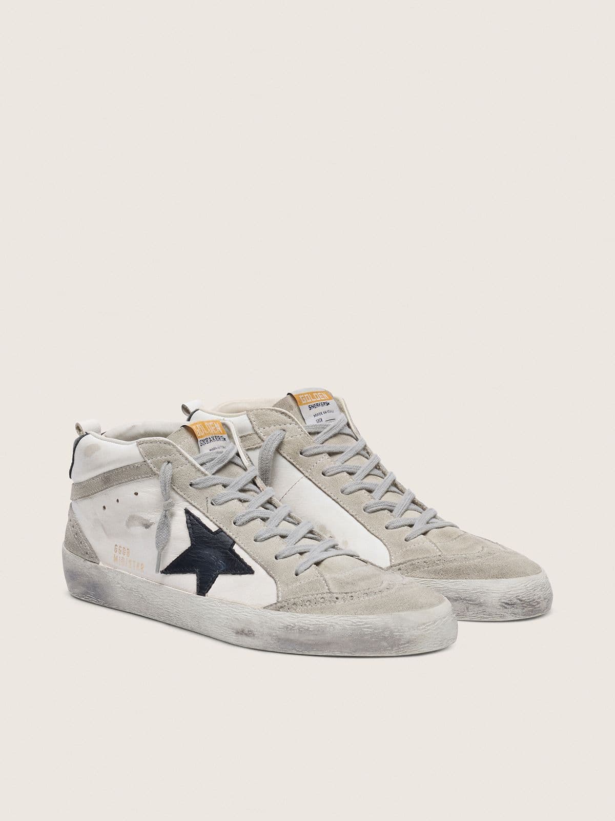 Golden Goose Men’s Mid Star White With Black Star - Mind Türkiye