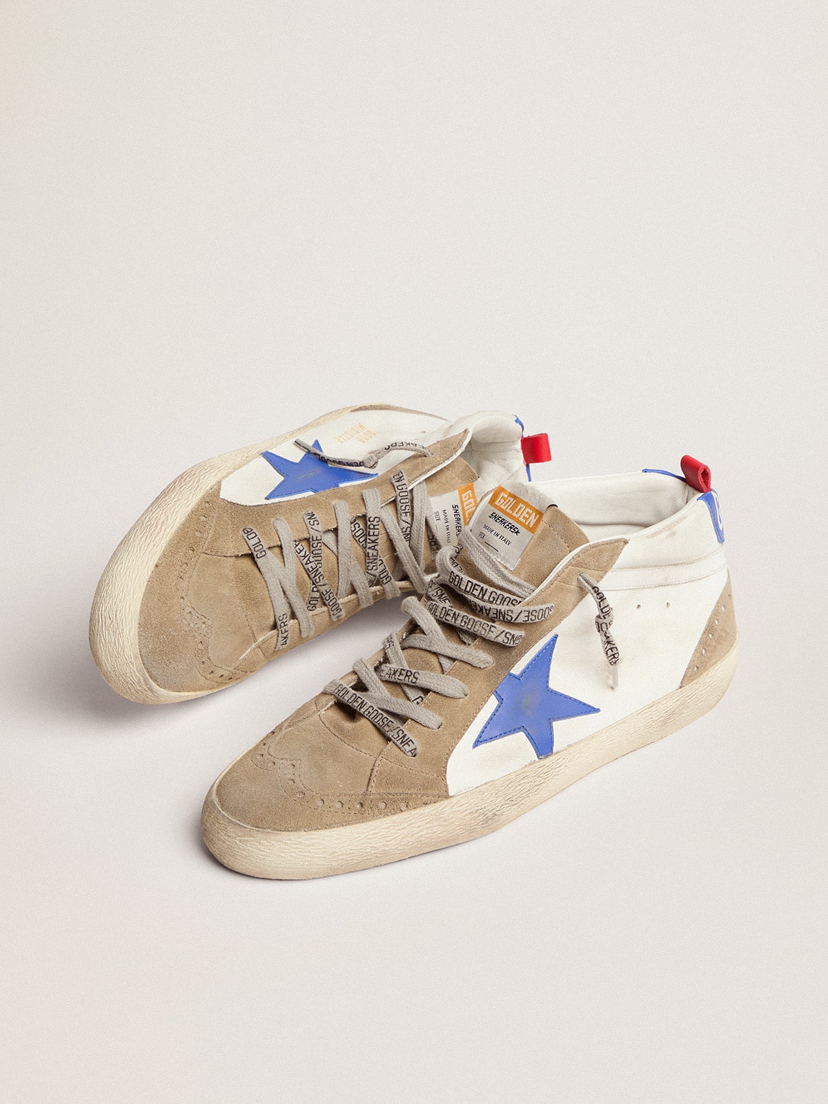 Golden Goose Men’s Mid Star With Blue Leather Star And Dove-Gray Suede Inserts - Mind Türkiye