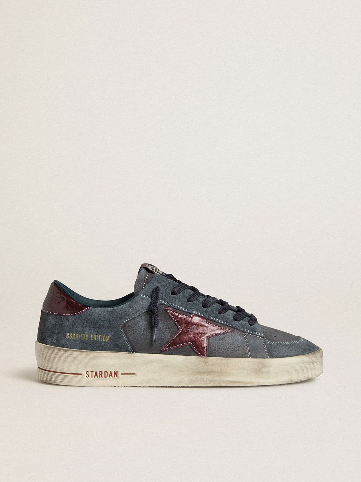 Golden Goose Men’s Stardan LTD In Anthracite Nubuck And Blue Suede With Metallic Leather Star - Mind Türkiye