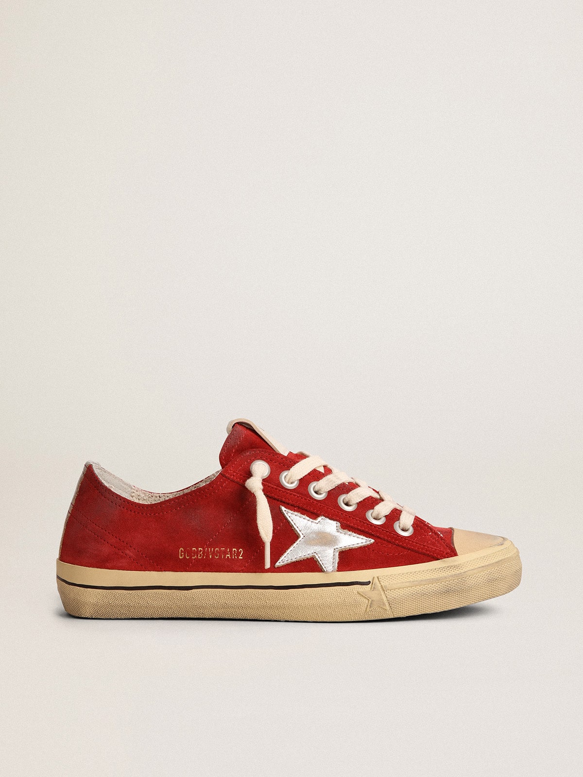 Golden Goose Men’s V-Star In Dark Red Suede With Silver Star And Heel Tab - Mind Türkiye