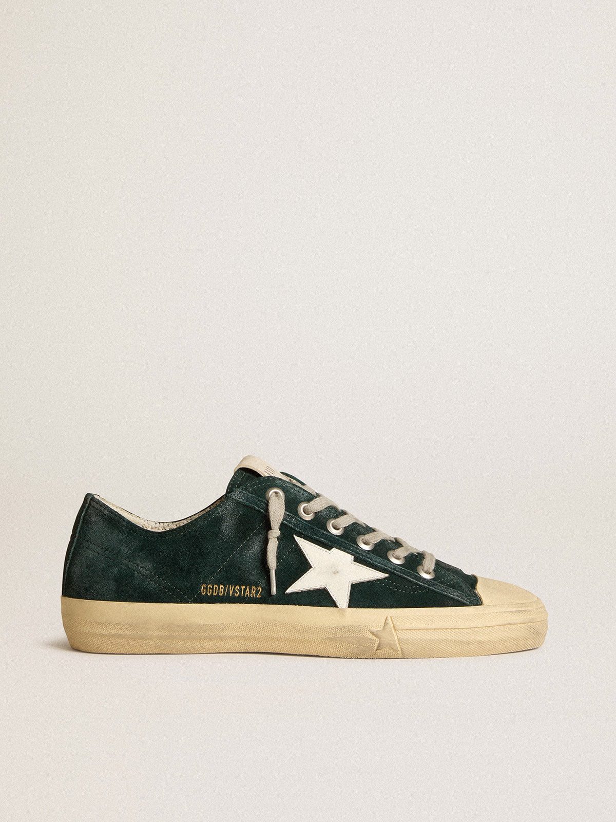 Golden Goose Men’s V-Star In Forest-Green Suede With White Leather Star - Mind Türkiye