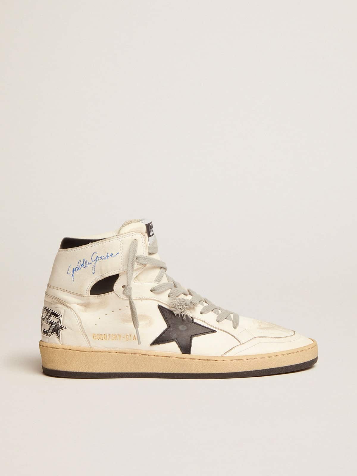Golden Goose Sky-Star In White Leather With Black Leather Star - Mind Türkiye